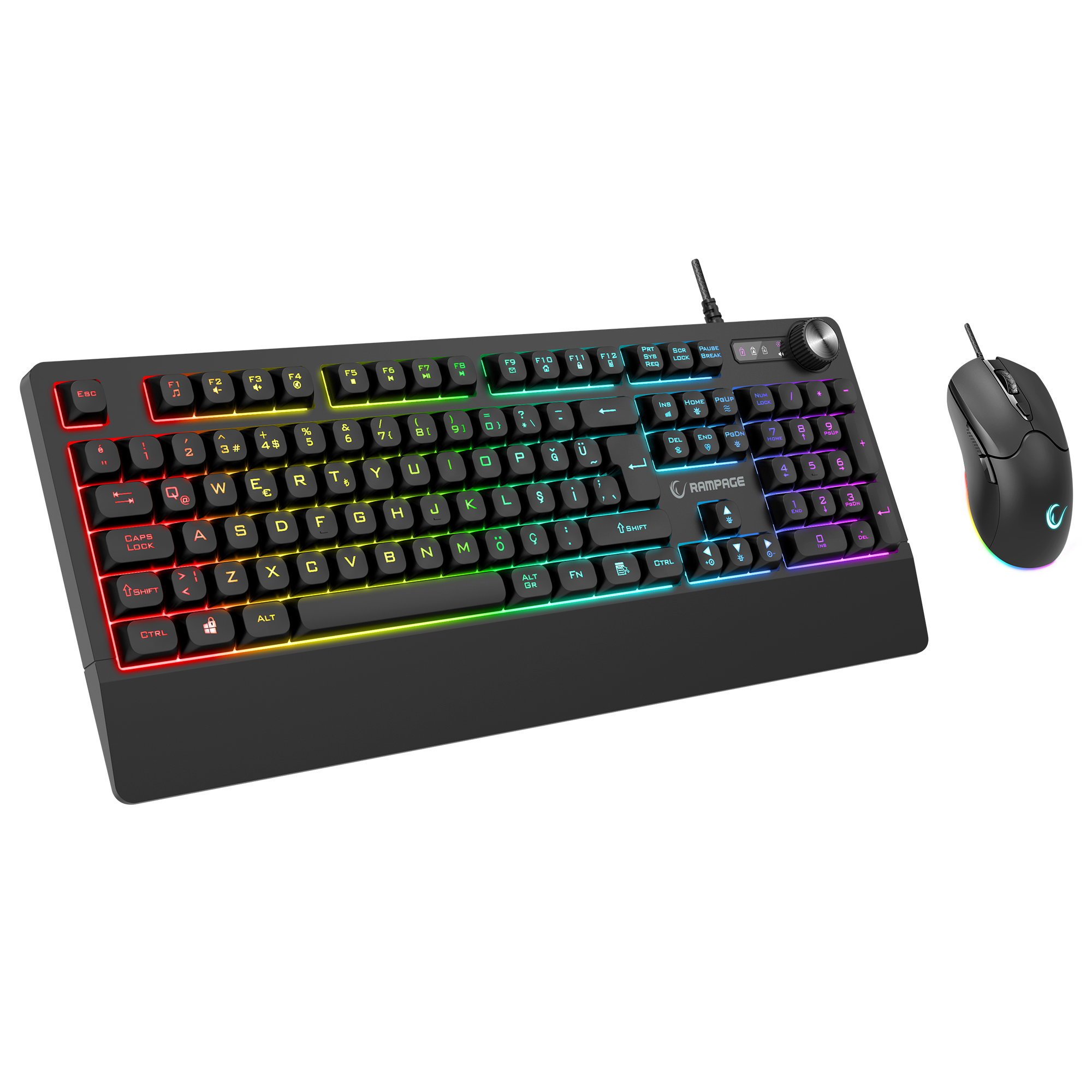 Km-9858 Jazzy V2 Siyah Usb RGB TR Q 12800 Dpi Oyuncu Klavye Mouse Set