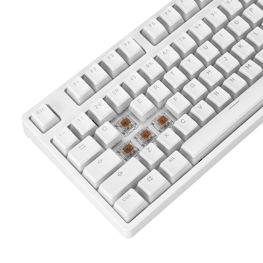 KB-R136 GHOST Beyaz Type-C Bağlantılı RGB Puding Tuşlu Brown Switch US Gaming Oyuncu Klavye - Rampage