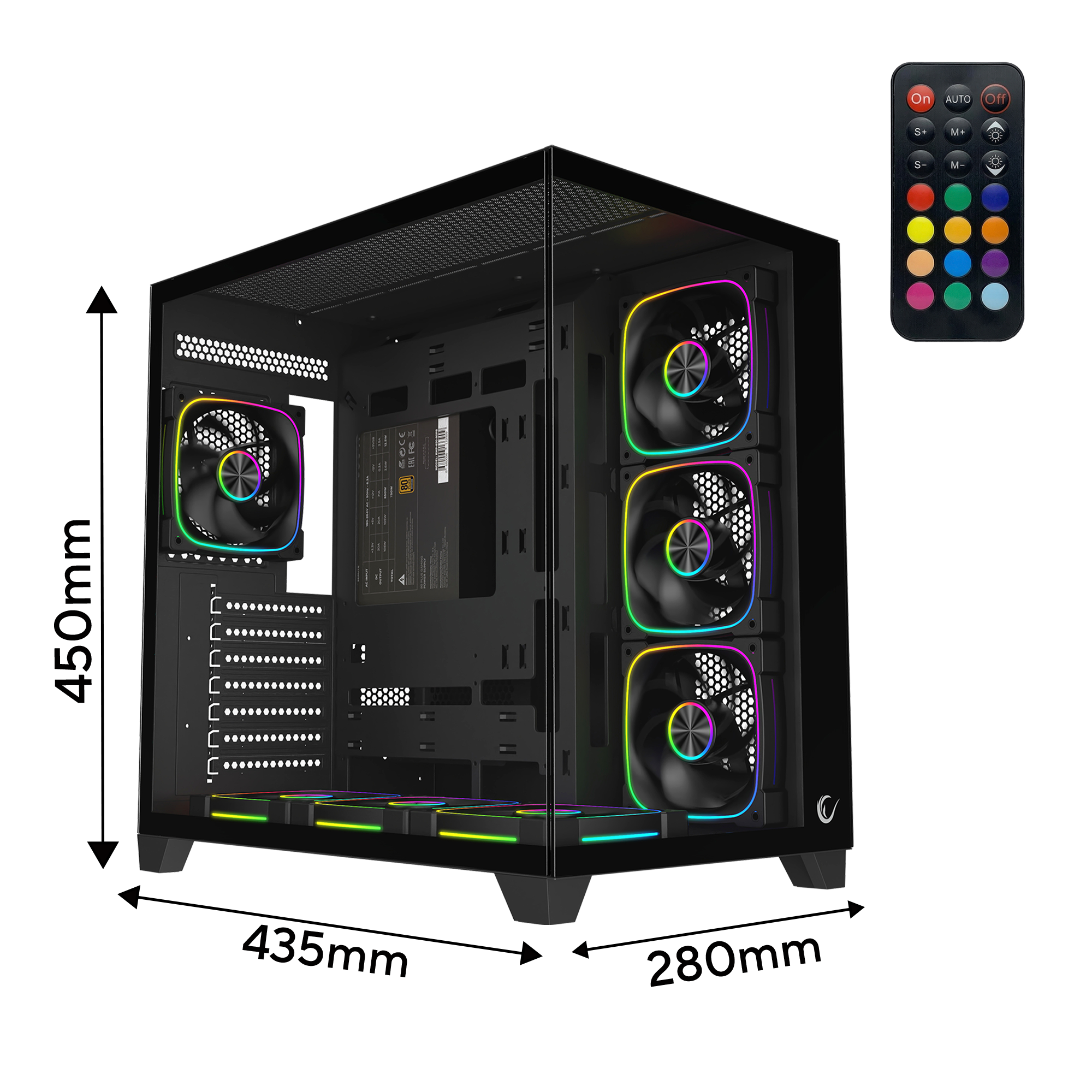 SEALITE Siyah 850W 80 Plus Bronze ATX/M-ATX 7x12cm ARGB Pwm Fan+Kumanda Oyuncu Kasası