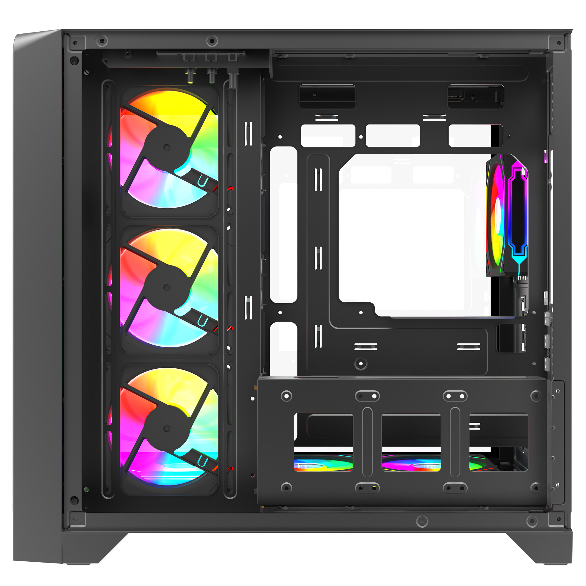 LYRON Kumandalı 7*12cm ARGB Fan+Kontrolcü PWM Fanlı ATX/M-ATX Siyah Oyuncu Kasası