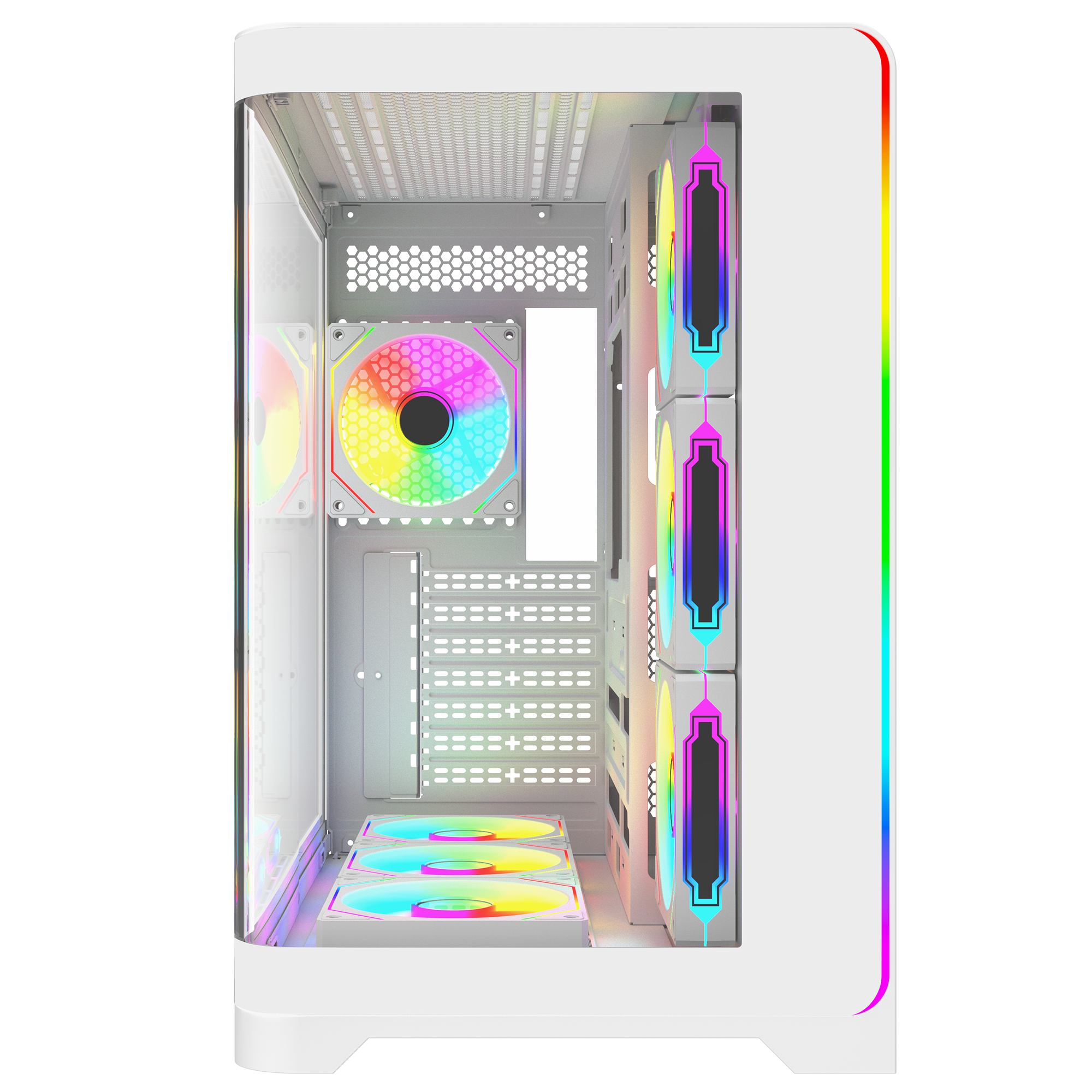 LYRON Kumandalı 7*12cm ARGB Fan+Kontrolcü PWM Fanlı ATX/M-ATX Beyaz Oyuncu Kasas