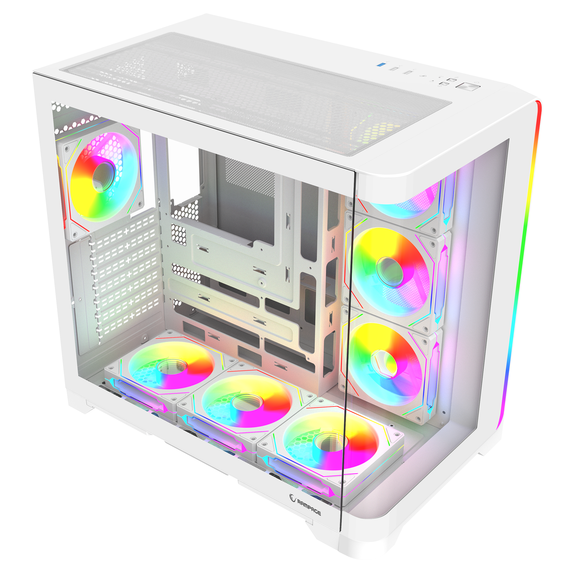 LYRON Kumandalı 7*12cm ARGB Fan+Kontrolcü PWM Fanlı ATX/M-ATX Beyaz Oyuncu Kasas