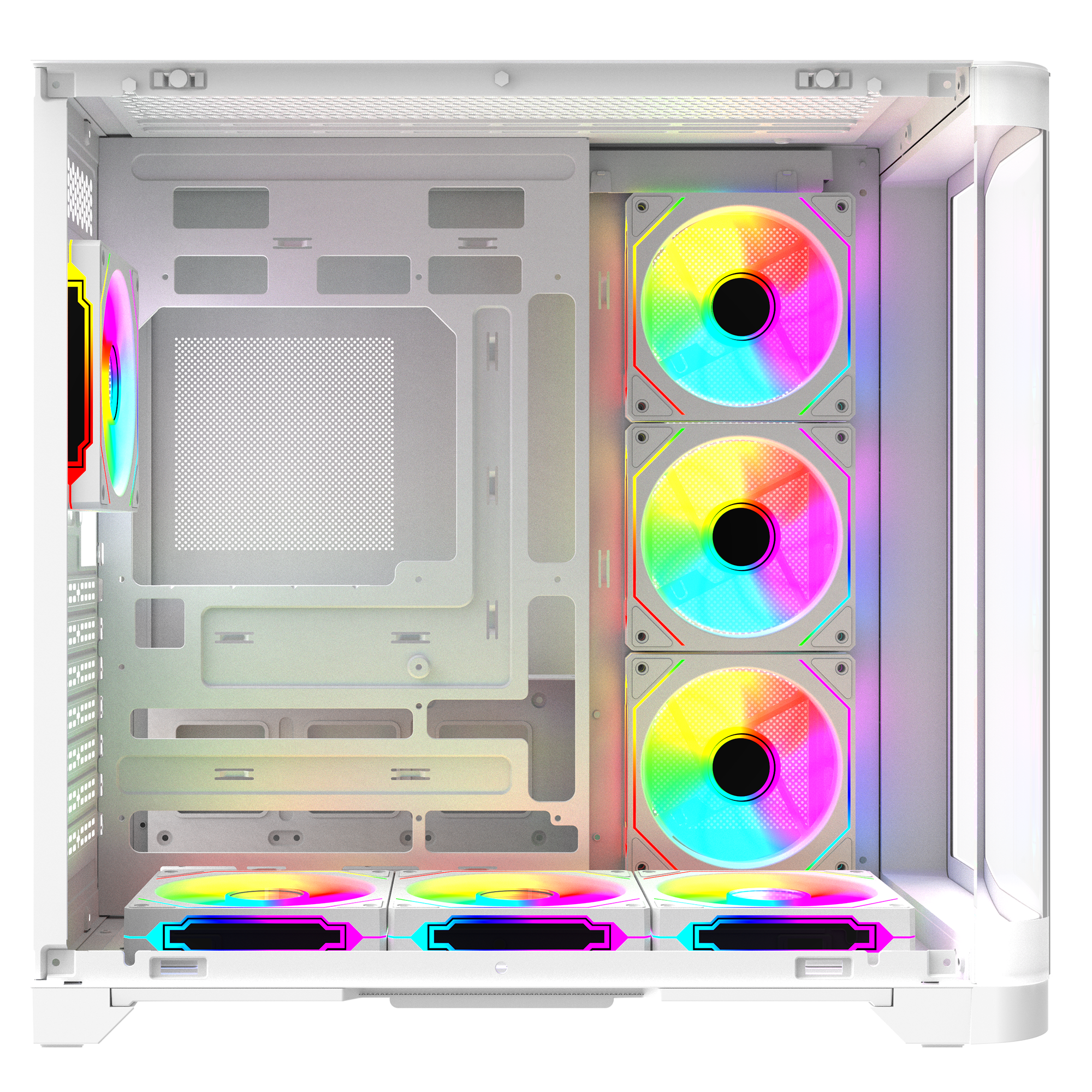 LYRON Kumandalı 7*12cm ARGB Fan+Kontrolcü PWM Fanlı ATX/M-ATX Beyaz Oyuncu Kasas