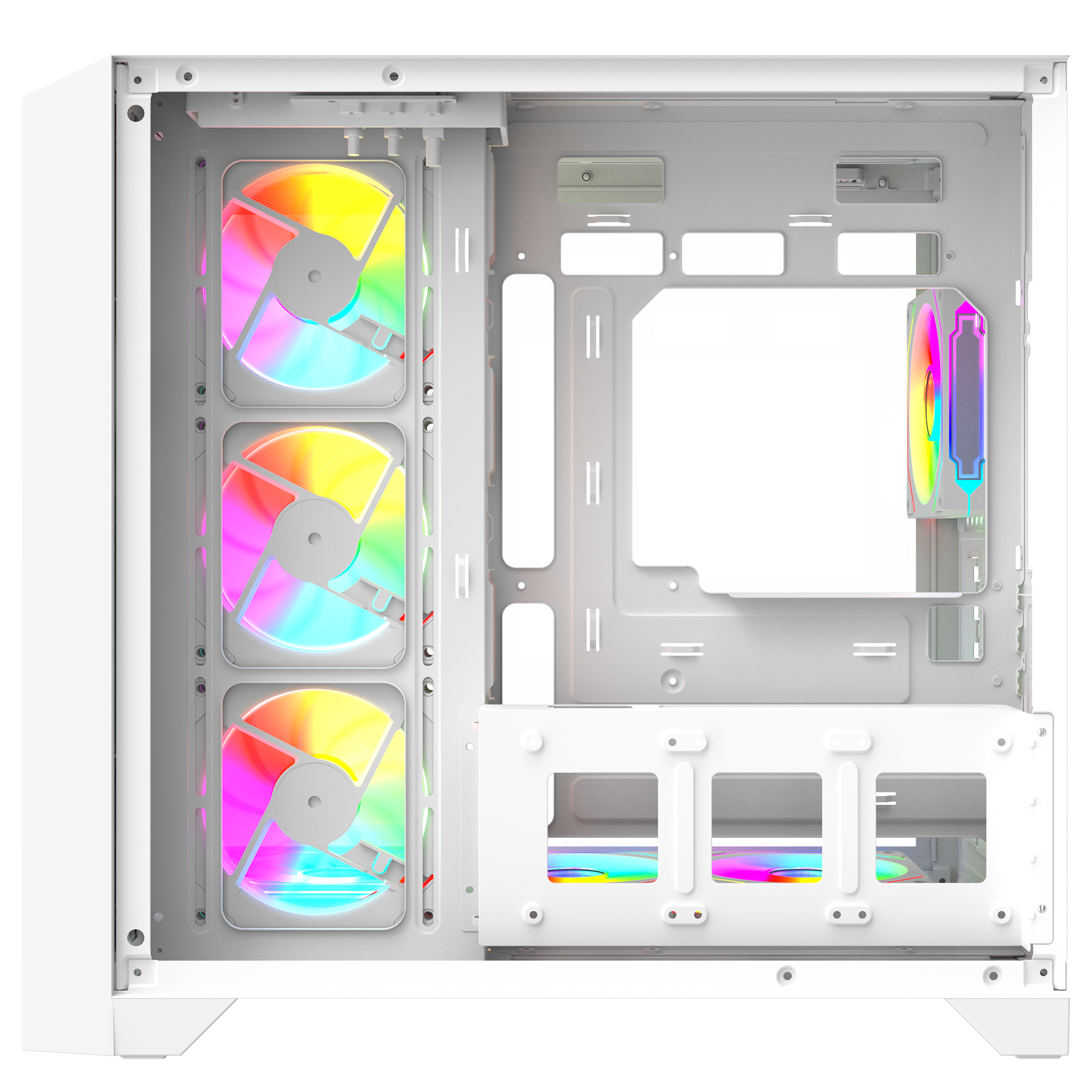 LYRON Kumandalı 7*12cm ARGB Fan+Kontrolcü PWM Fanlı ATX/M-ATX Beyaz Oyuncu Kasas