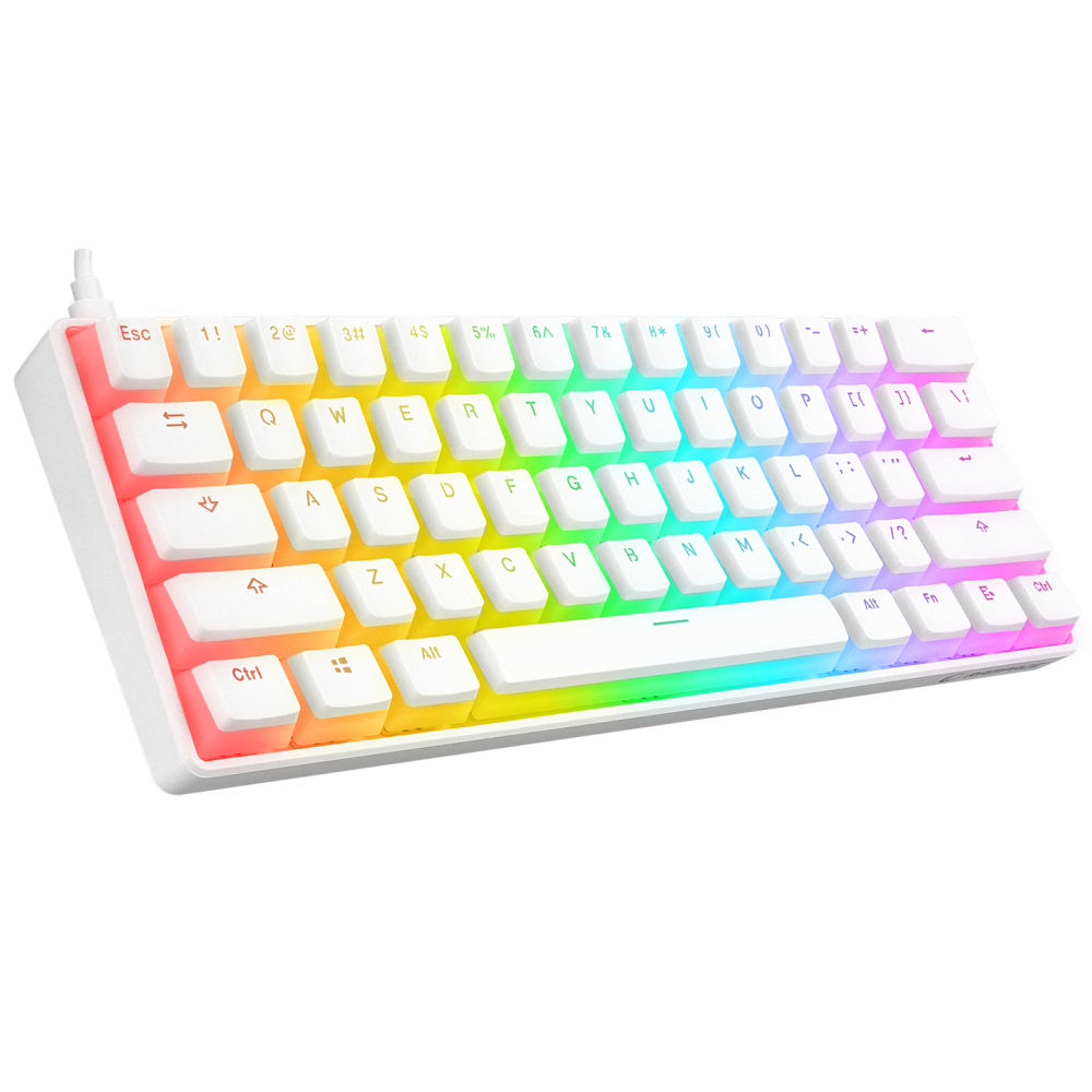 KB-R135 PARVUS Beyaz Type-C Bağlantılı RGB Puding Tuşlu Brown Switch US Gaming Oyuncu Klavye - Rampage