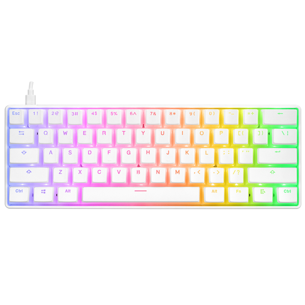 KB-R135 PARVUS Beyaz Type-C Bağlantılı RGB Puding Tuşlu Brown Switch US Gaming Oyuncu Klavye - Rampage