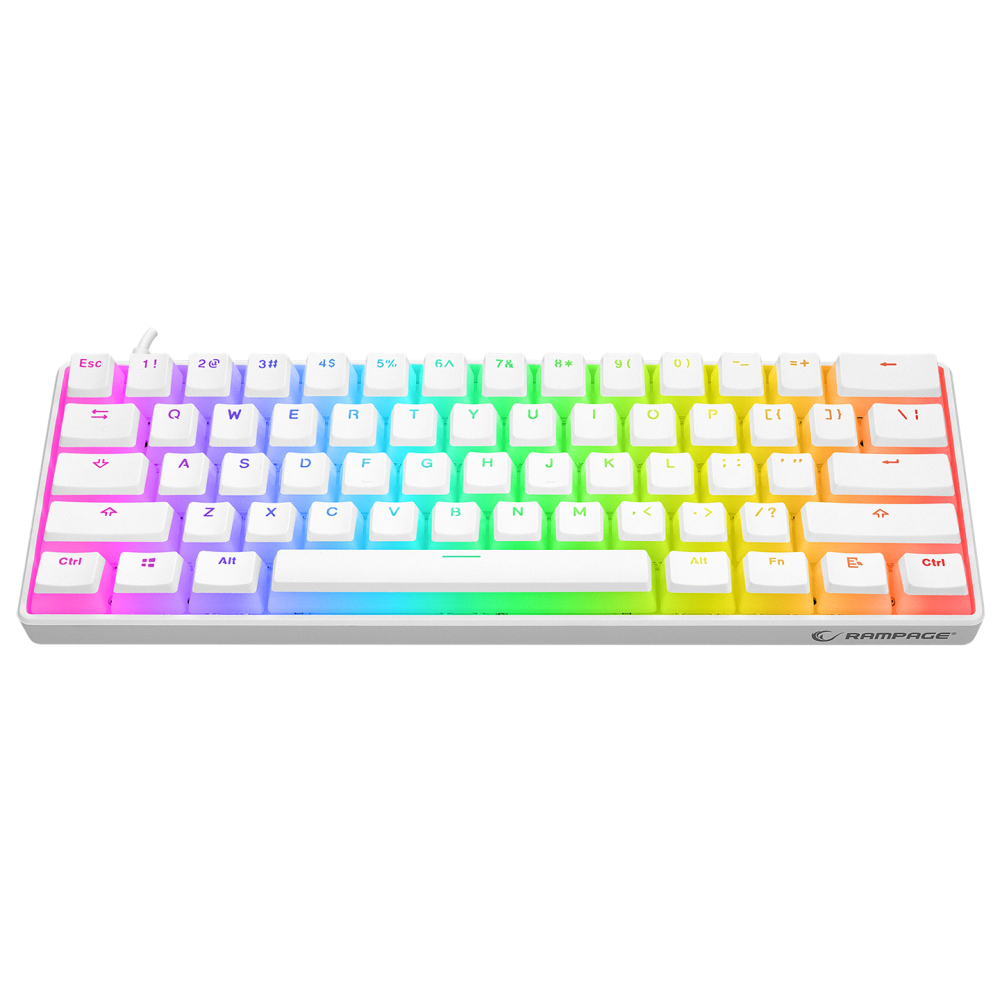 KB-R135 PARVUS Beyaz Type-C Bağlantılı RGB Puding Tuşlu Brown Switch US Gaming Oyuncu Klavye - Rampage