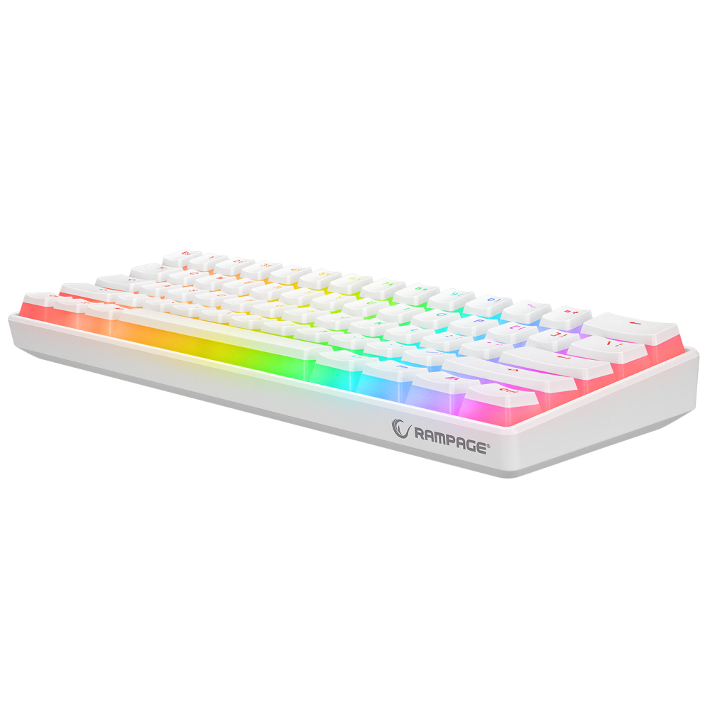 KB-R135 PARVUS Beyaz Type-C Bağlantılı RGB Puding Tuşlu Brown Switch US Gaming Oyuncu Klavye - Rampage