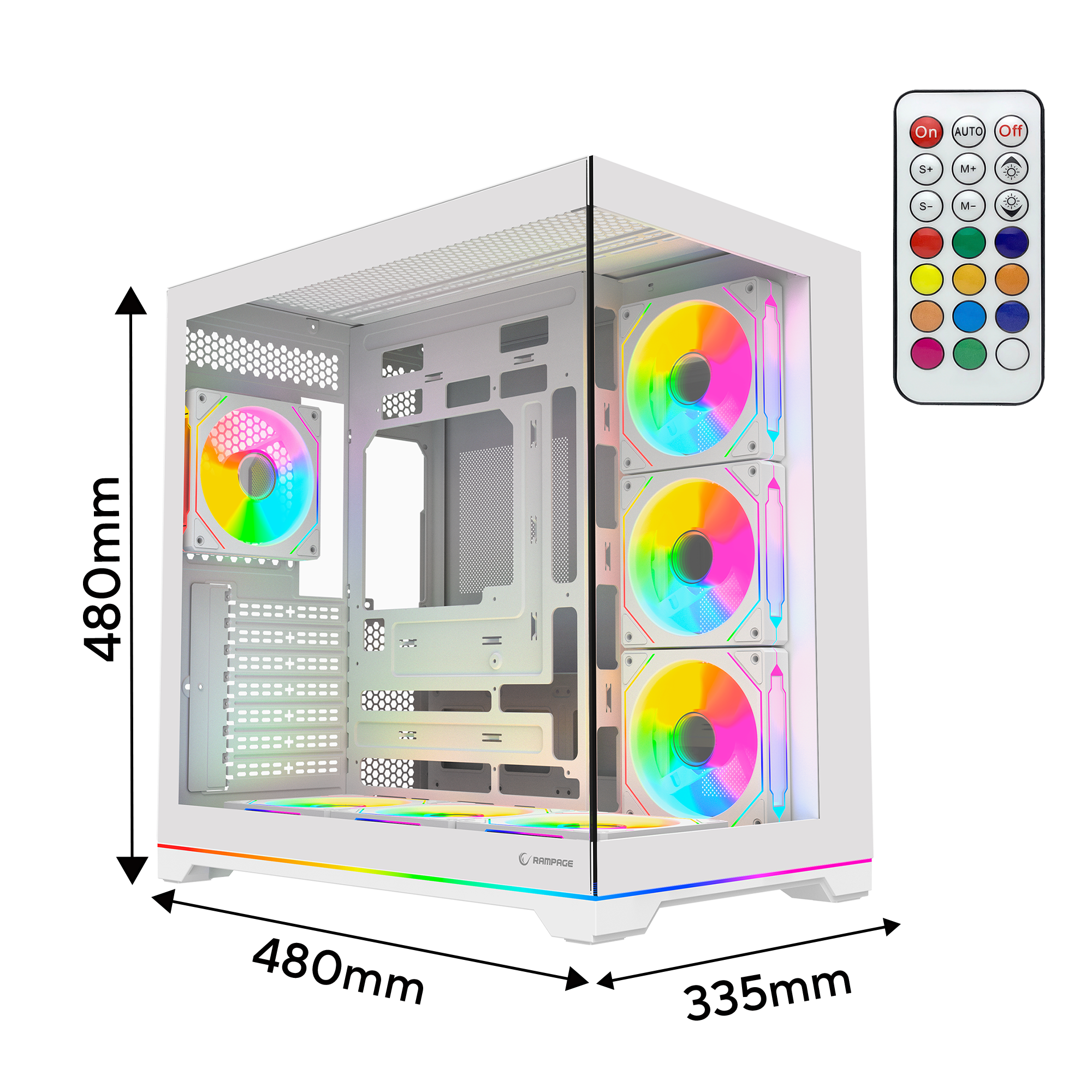 Kumandalı 7*12cm ARGB Fan+Kontrolcü PWM Fanlı ATX/M-ATX Beyaz Oyuncu Kasası