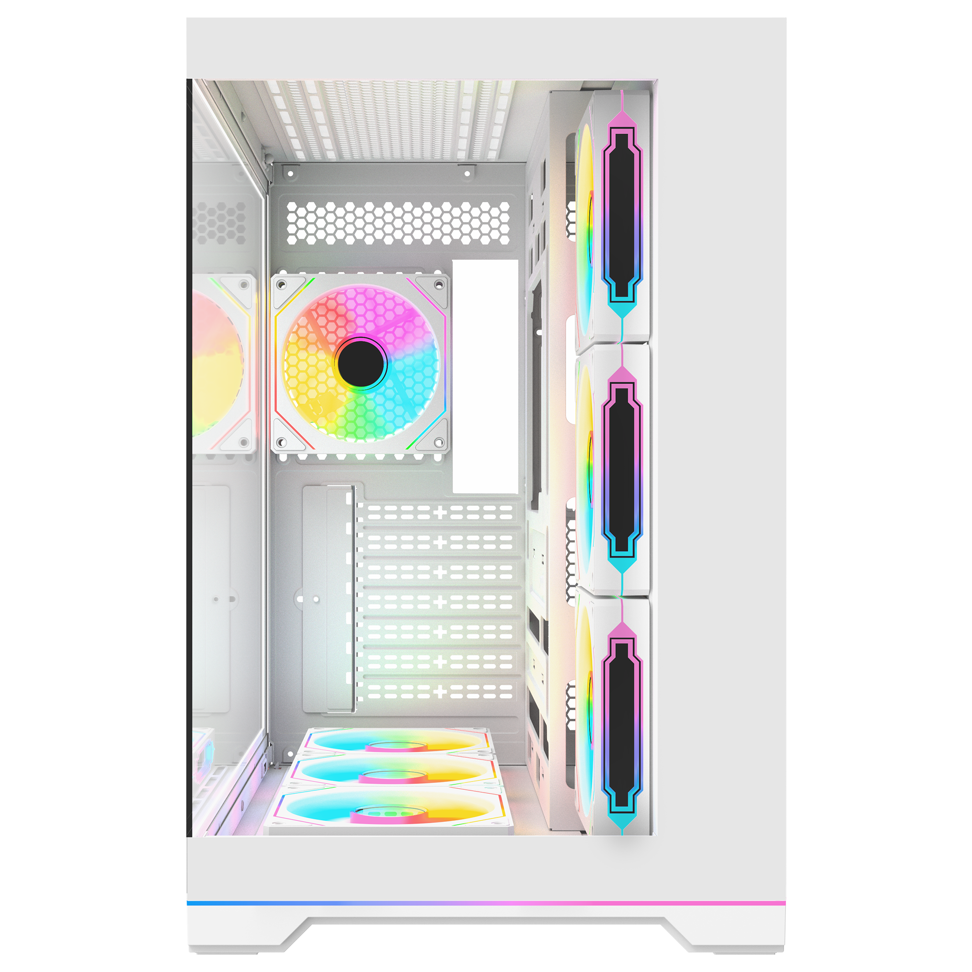 Kumandalı 7*12cm ARGB Fan+Kontrolcü PWM Fanlı ATX/M-ATX Beyaz Oyuncu Kasası