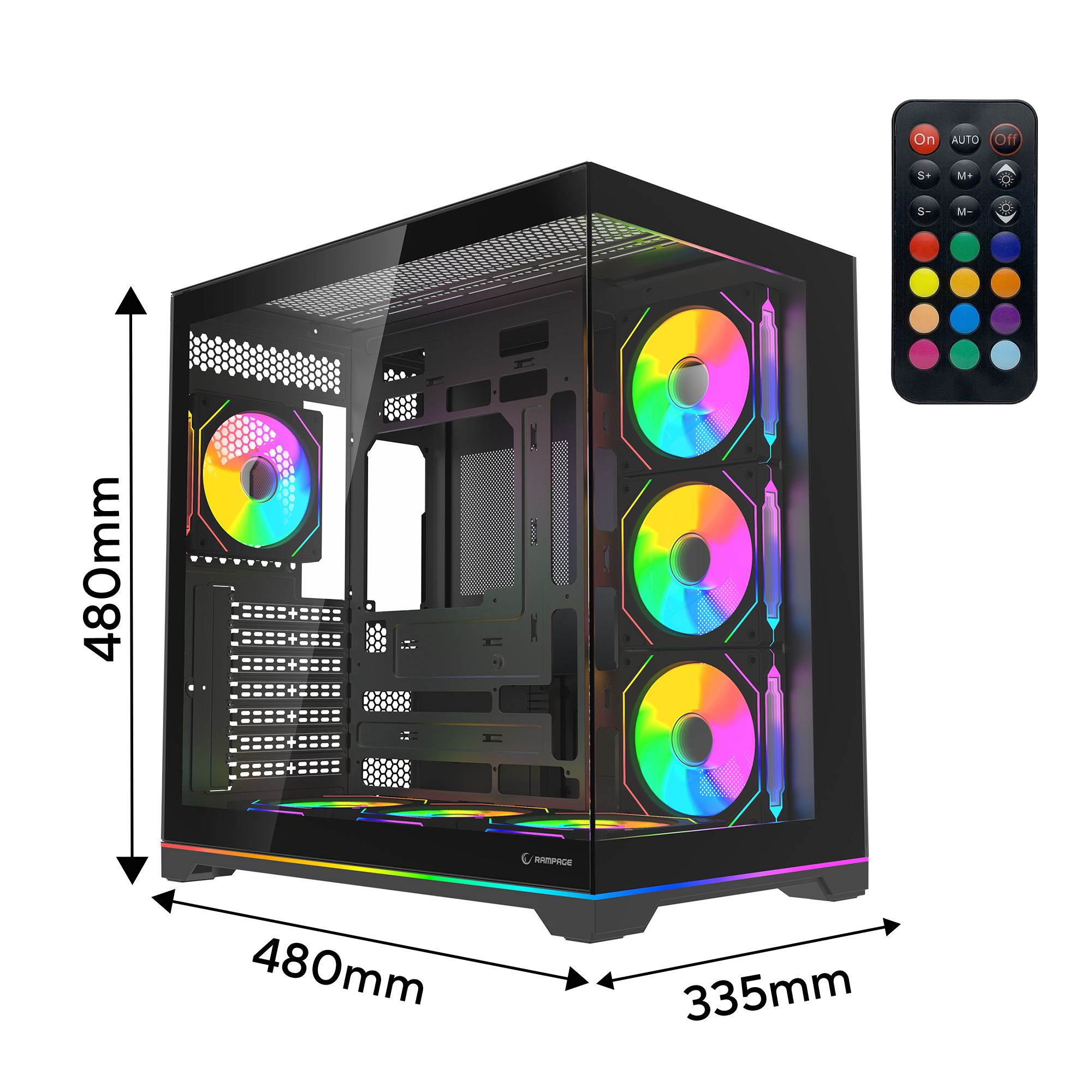Kumandalı 7*12cm ARGB Fan+Kontrolcü PWM Fanlı ATX/M-ATX Siyah Oyuncu Kasası