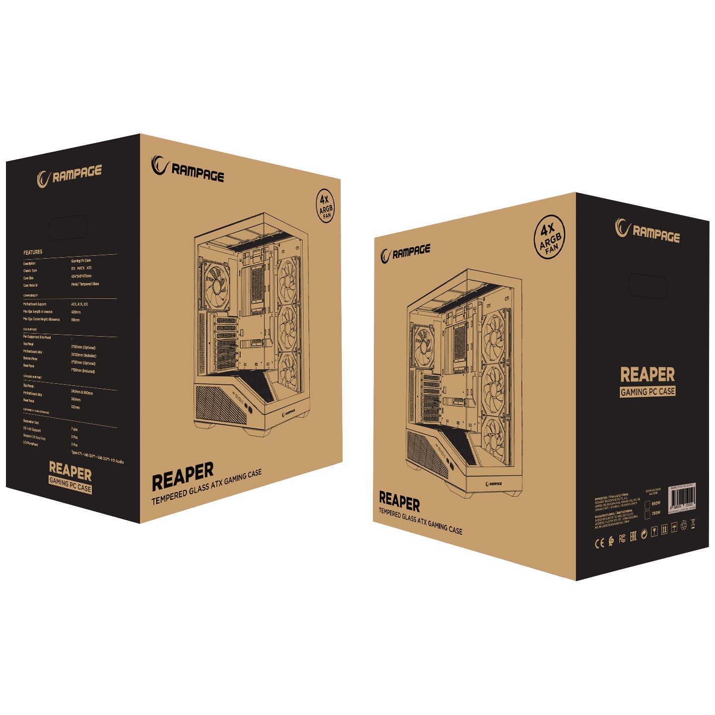 850W 80 Plus Bronze ATX 3.1 PCIe 5.1 Beyaz 4*12cm ARGB Fan ATX Gaming Oyuncu Kasası
