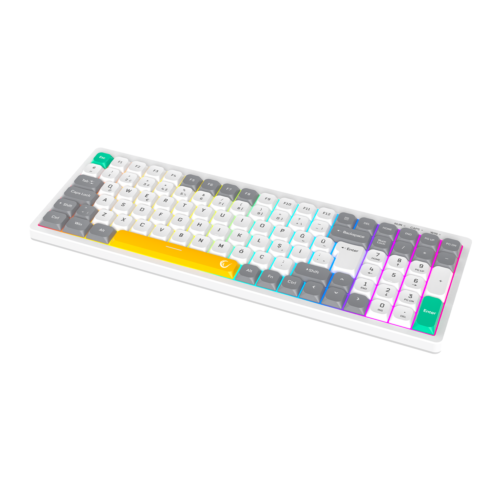 Pure Beyaz / Gri SESSİZ RGB Q Low Profile Membrane Oyuncu Klavyesi