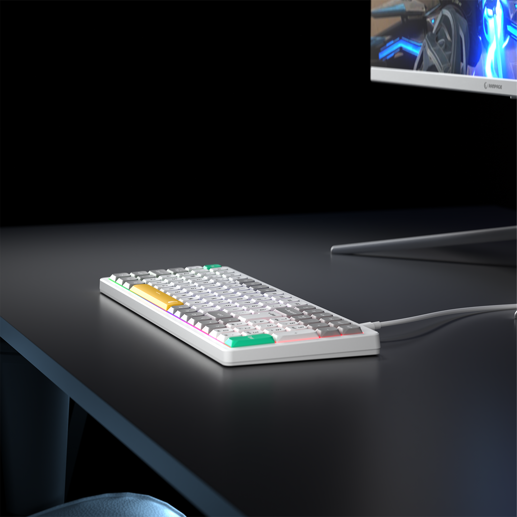 Pure Beyaz / Gri SESSİZ RGB Q Low Profile Membrane Oyuncu Klavyesi