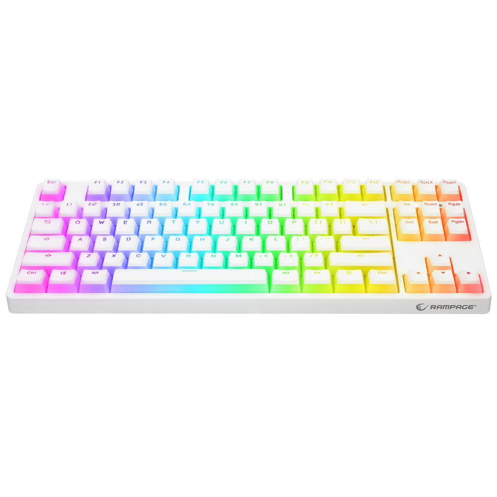 KB-R136 GHOST Beyaz Type-C Bağlantılı RGB Puding Tuşlu Red Switch US Gaming Oyuncu Klavye - Rampage