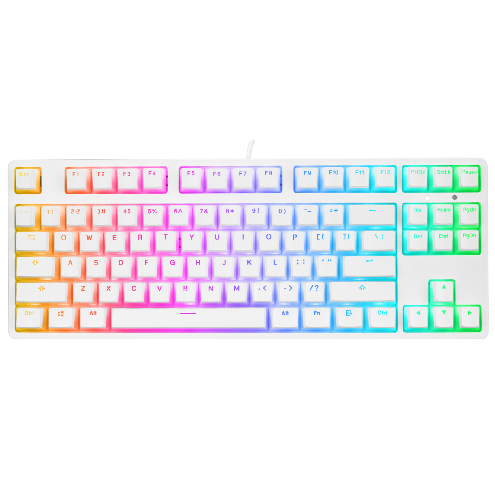 KB-R136 GHOST Beyaz Type-C Bağlantılı RGB Puding Tuşlu Red Switch US Gaming Oyuncu Klavye - Rampage