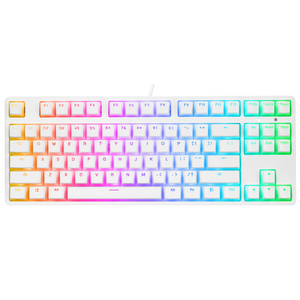 KB-R136 GHOST Beyaz Type-C Bağlantılı RGB Puding Tuşlu Red Switch US Gaming Oyuncu Klavye - Rampage