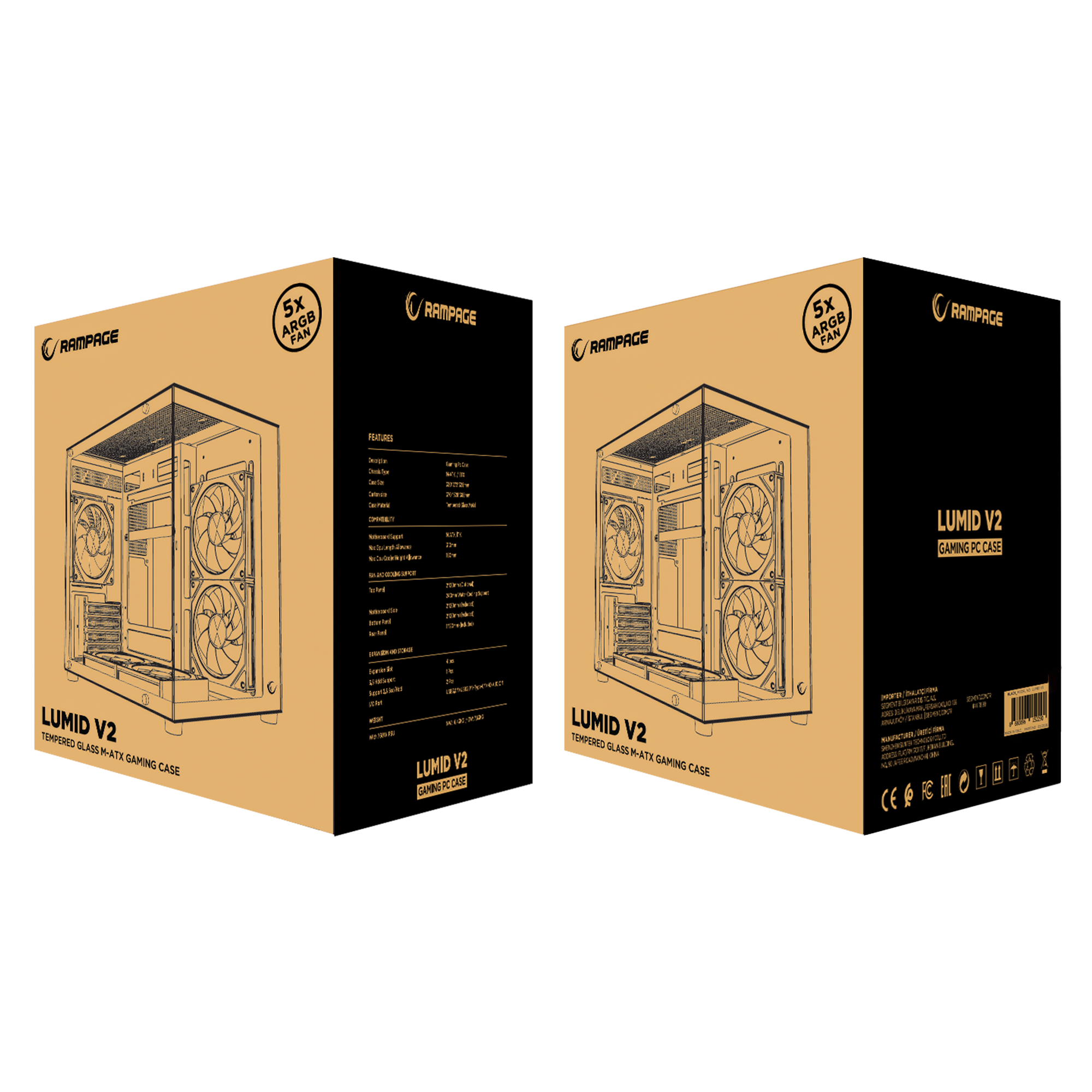 MINID V1 - 750W 80 Plus Bronze M-ATX Temperli Camlı 5*12cm ARGB Fan Siyah Oyuncu Kasası