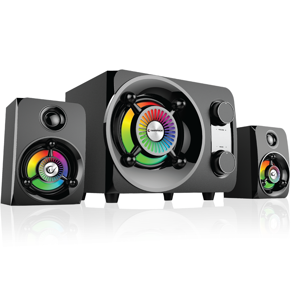 RMS-G8 Antares 2+1 25W Bluetooth+USB-SD-FM Rainbow Siyah Led Işıklı Gaming Speaker Hoparlör - Rampage