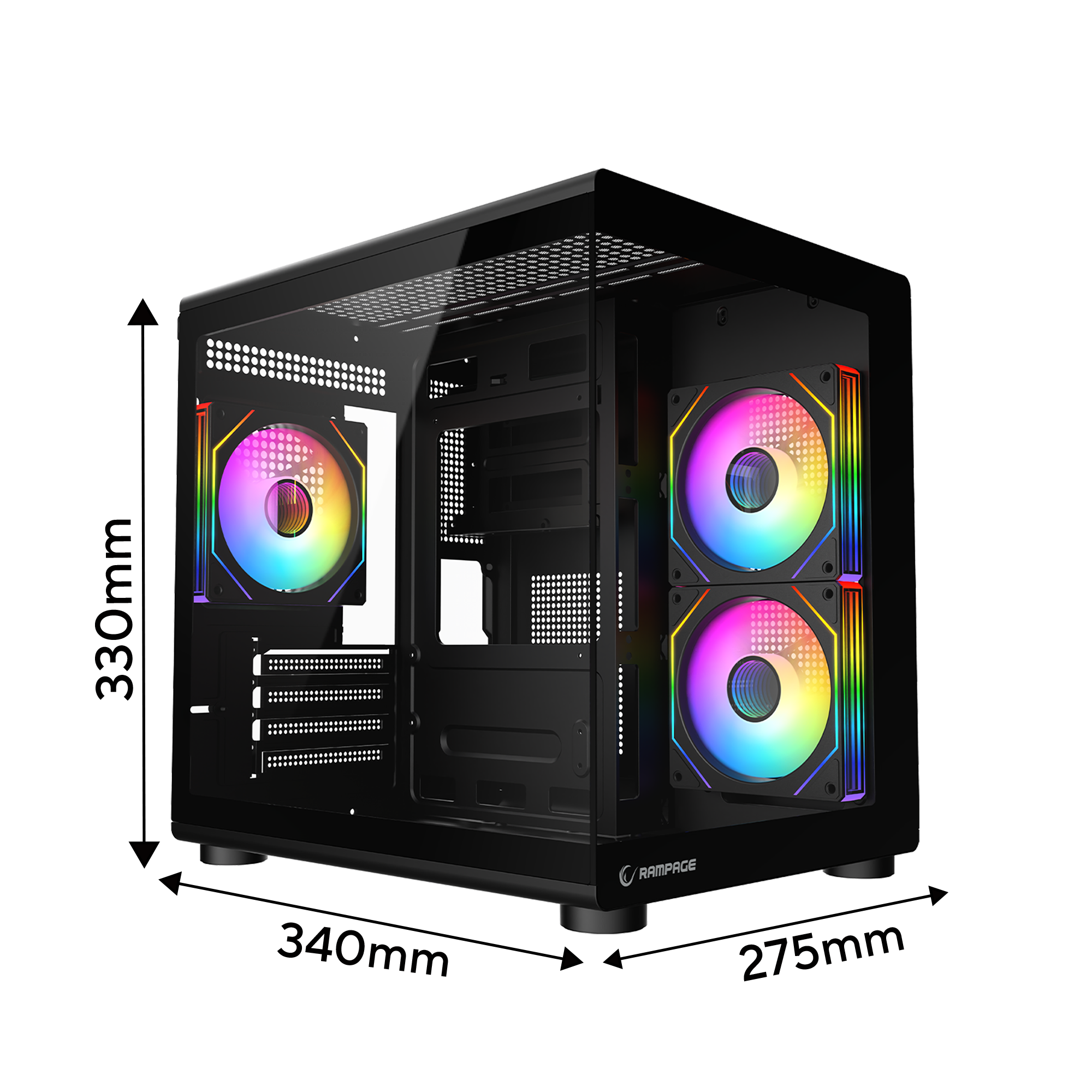 MINID V1 - M-ATX Temperli Camlı 3*12cm ARGB Fan Siyah Oyuncu Kasası