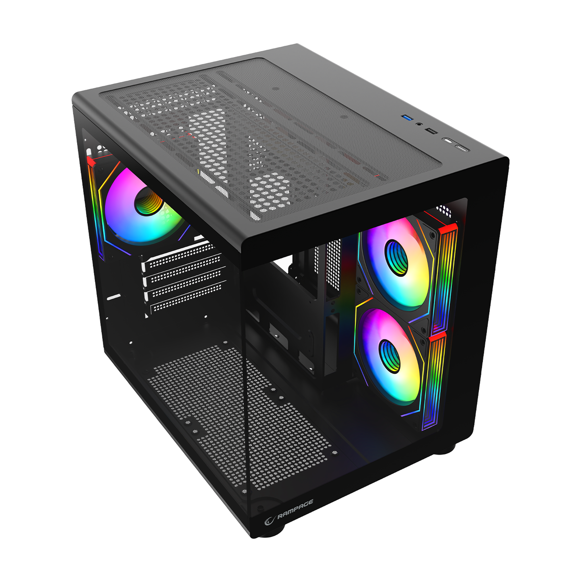 MINID V1 - M-ATX Temperli Camlı 3*12cm ARGB Fan Siyah Oyuncu Kasası