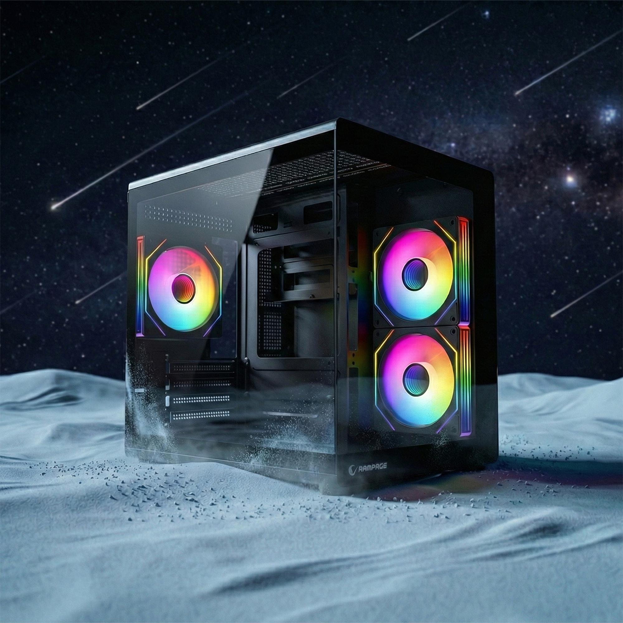 MINID V1 - M-ATX Temperli Camlı 3*12cm ARGB Fan Siyah Oyuncu Kasası