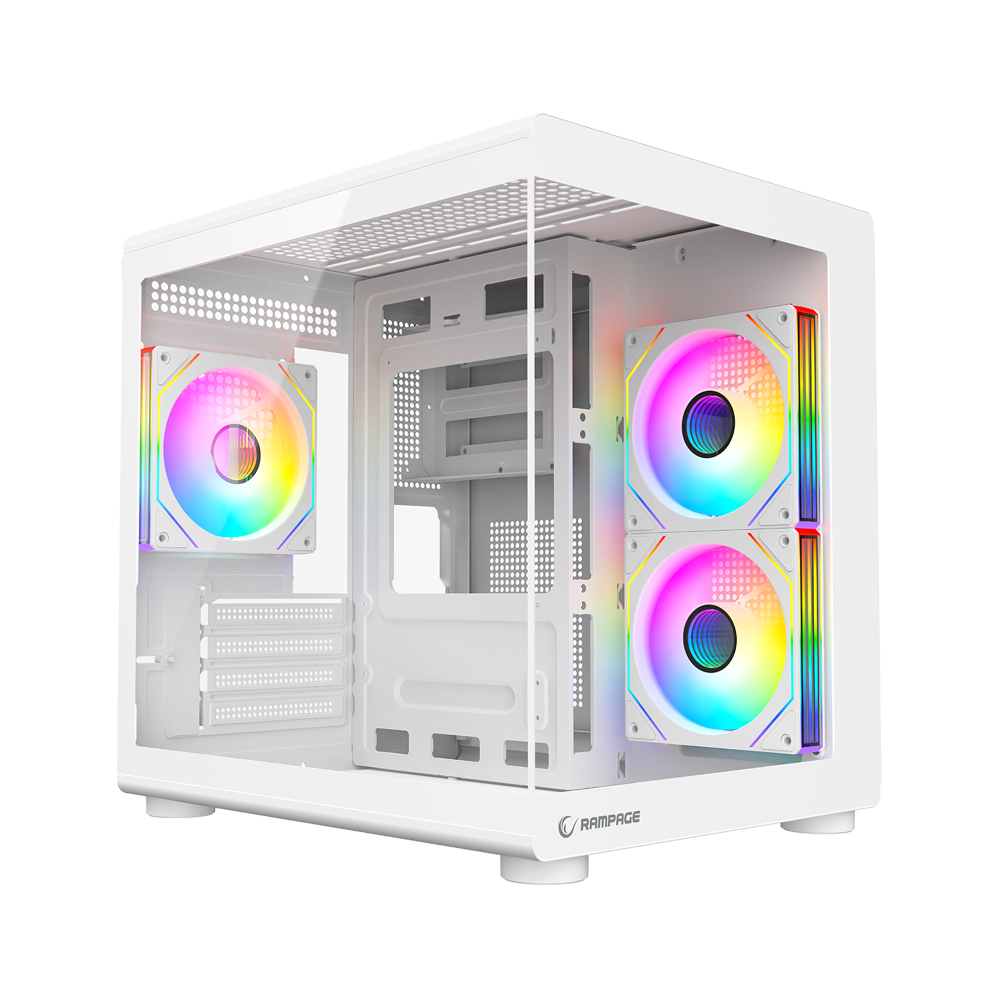 MINID V1 - M-ATX Temperli Camlı 3*12cm ARGB Fan Beyaz Oyuncu Kasası