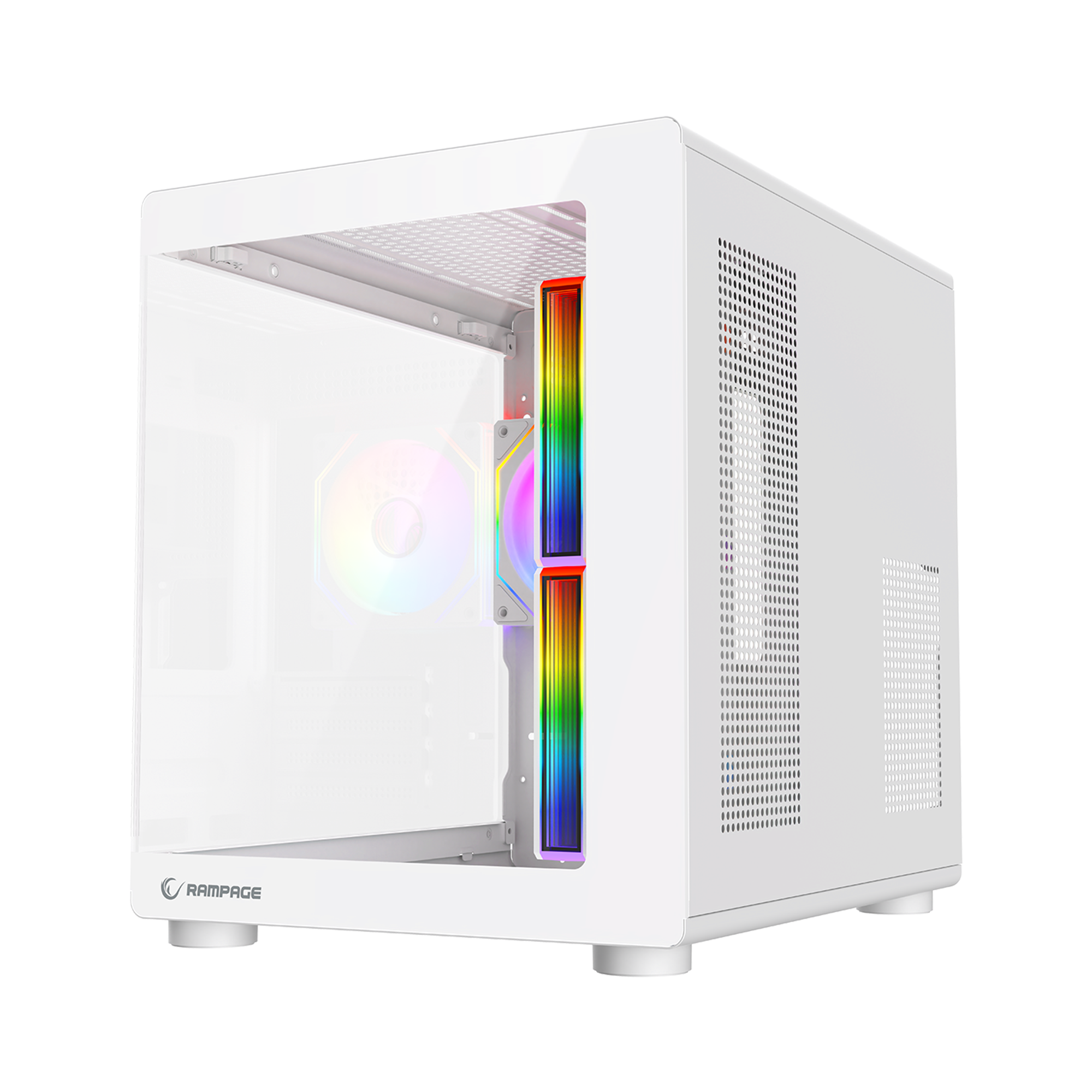 MINID V1 - M-ATX Temperli Camlı 3*12cm ARGB Fan Beyaz Oyuncu Kasası