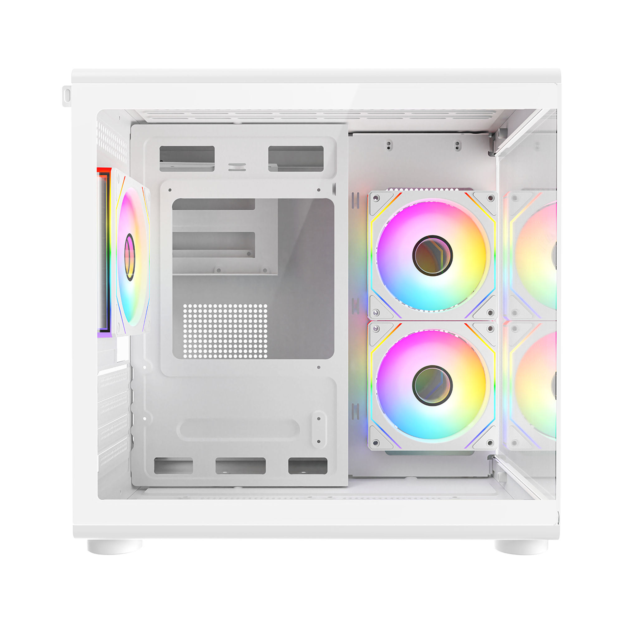 MINID V1 - M-ATX Temperli Camlı 3*12cm ARGB Fan Beyaz Oyuncu Kasası