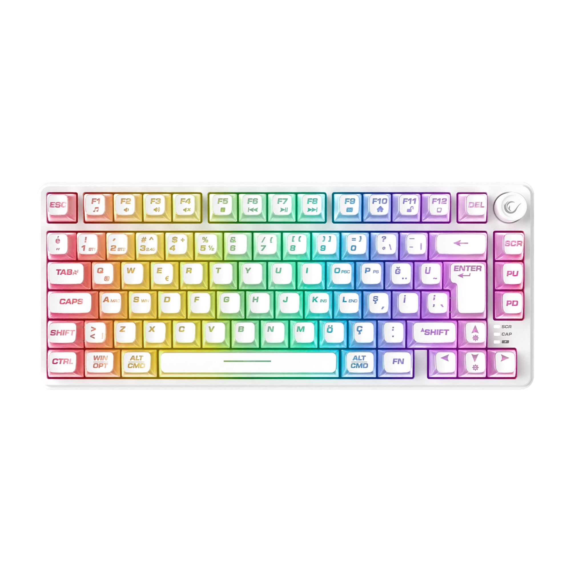 ZEPHYRA 75 Beyaz RGB US Q Sessiz Membrane Oyuncu Klavyesi