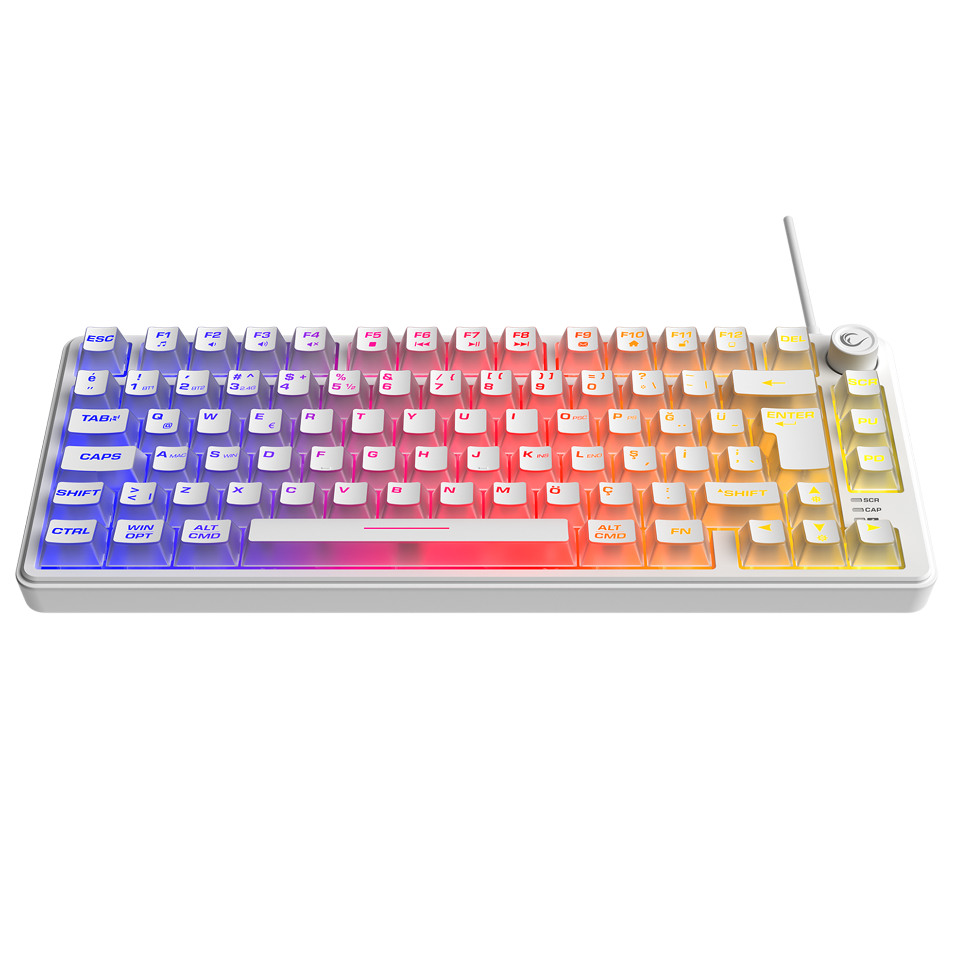 ZEPHYRA 75 Beyaz RGB US Q Sessiz Membrane Oyuncu Klavyesi