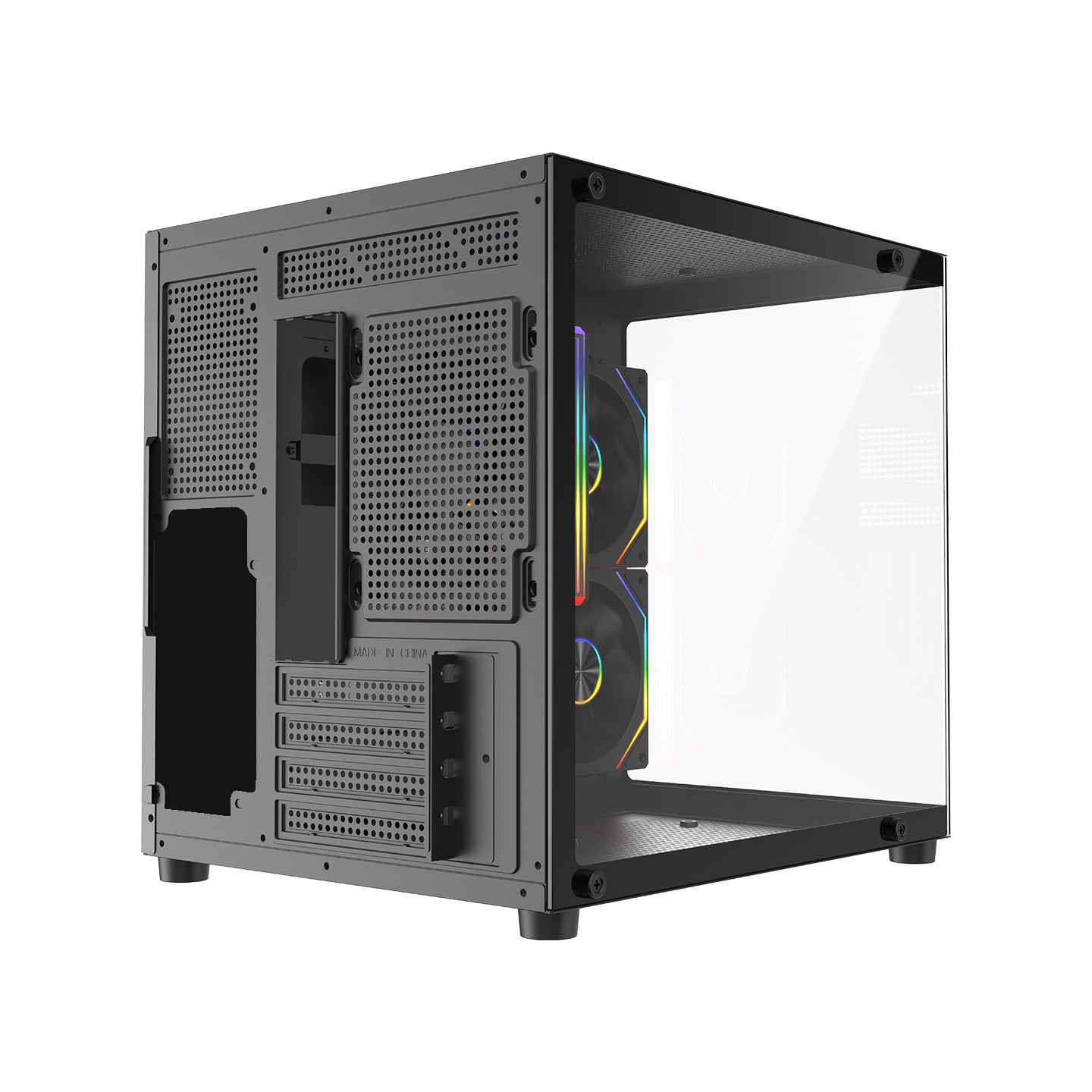 M-ATX Temperli Camlı 3*12cm ARGB Fan Siyah Oyuncu Kasası