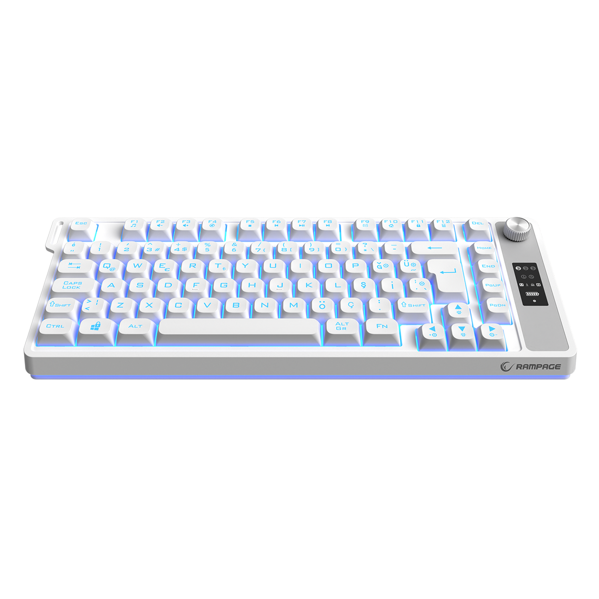 KB-R93 - Beyaz 2.4G + BT Wireless RGB Aydınlatmalı Q 82 Membrane Gaming Oyuncu Klavye