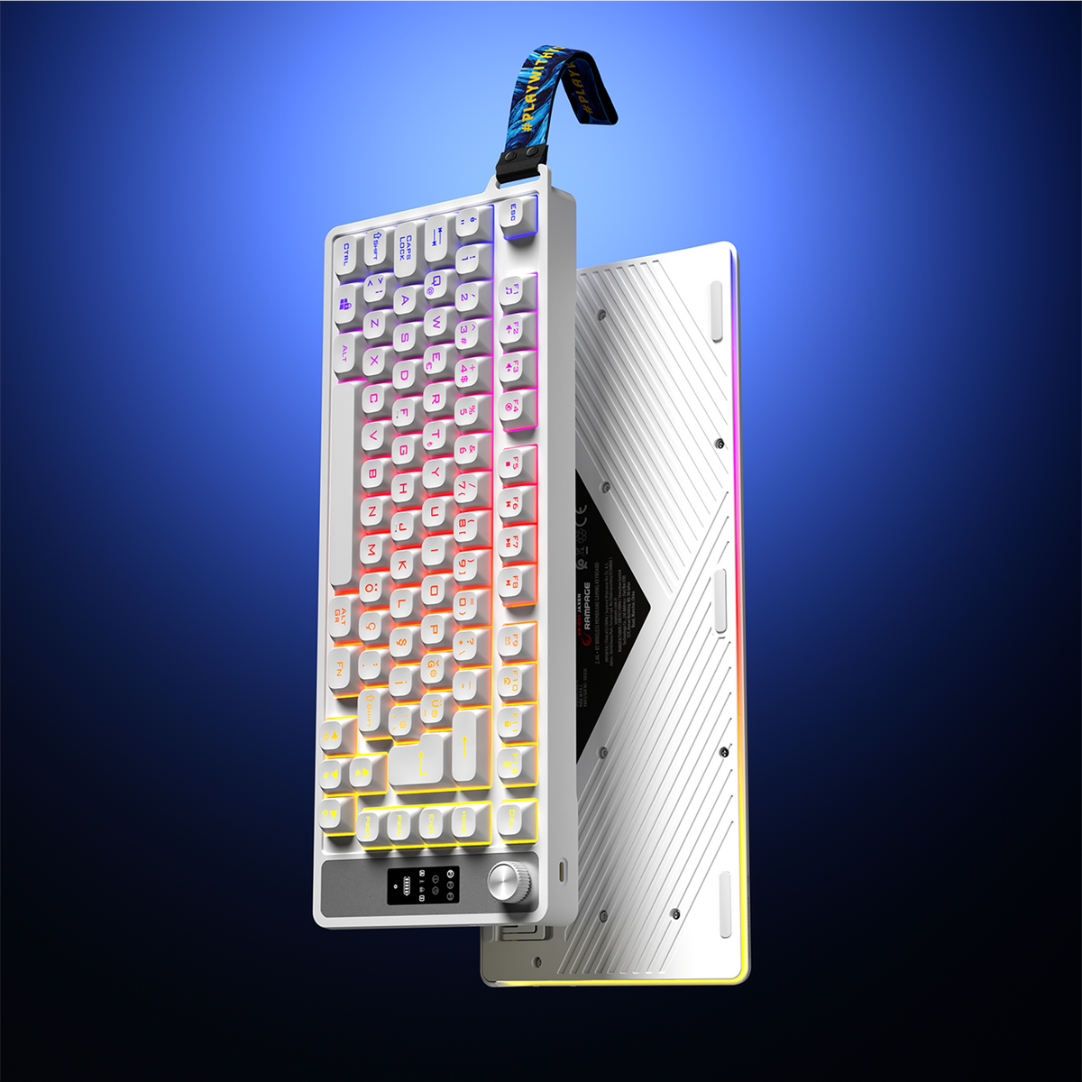 KB-R93 - Beyaz 2.4G + BT Wireless RGB Aydınlatmalı Q 82 Membrane Gaming Oyuncu Klavye