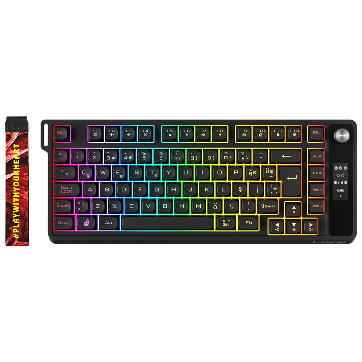 KB-R93 - Beyaz 2.4G + BT Wireless RGB Aydınlatmalı Q 82 Membrane Gaming Oyuncu Klavye
