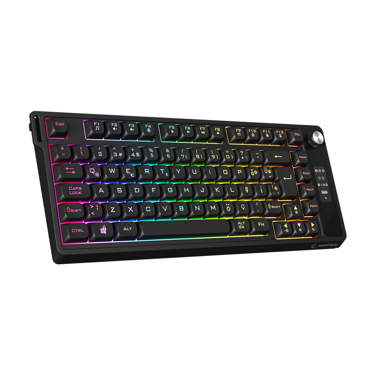 KB-R93 - Beyaz 2.4G + BT Wireless RGB Aydınlatmalı Q 82 Membrane Gaming Oyuncu Klavye