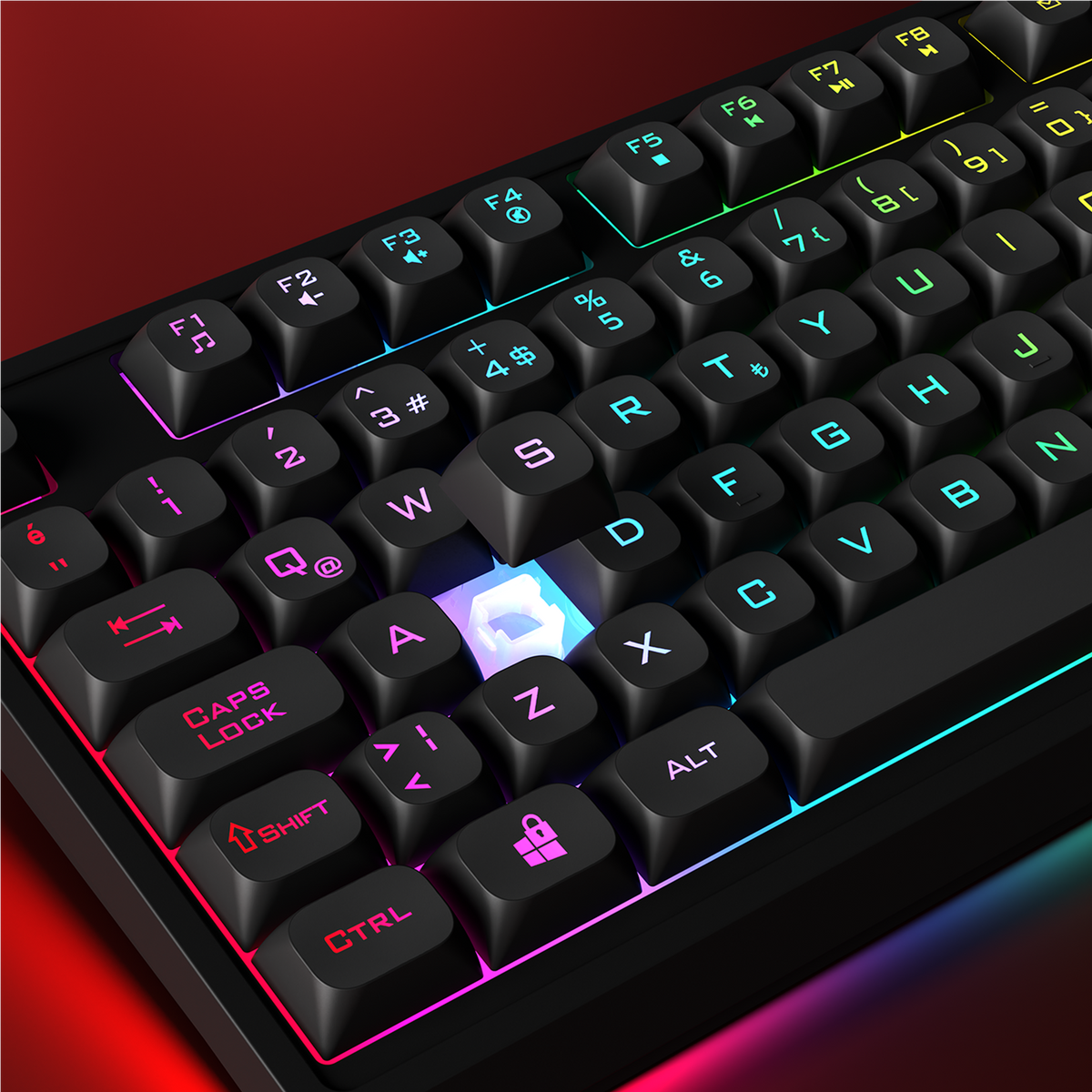 KB-R93 - Beyaz 2.4G + BT Wireless RGB Aydınlatmalı Q 82 Membrane Gaming Oyuncu Klavye