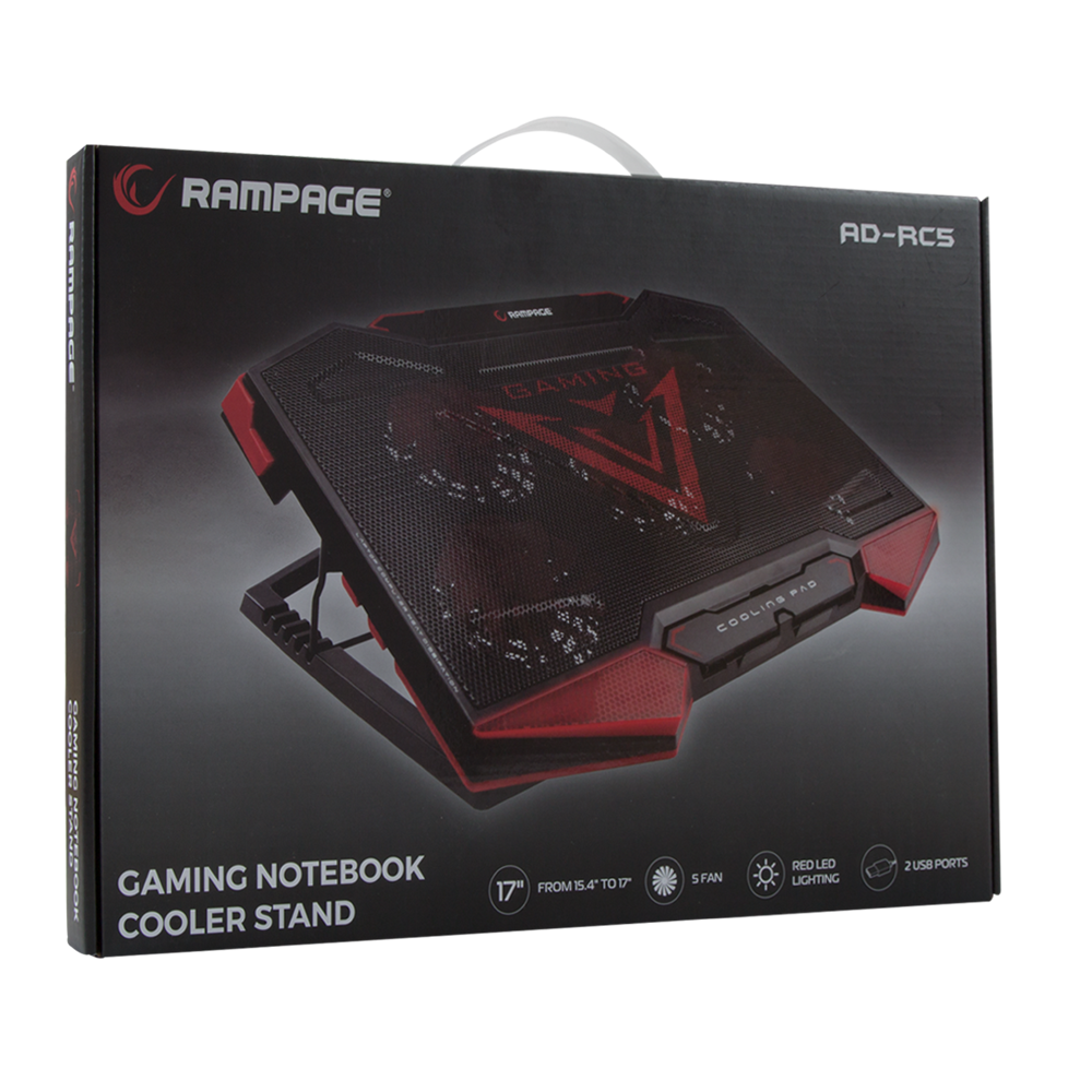 AD-RC5 Siyah 5 Fan ve 2 Usb 15-17 Notebook Soğutucu Stand - Rampage