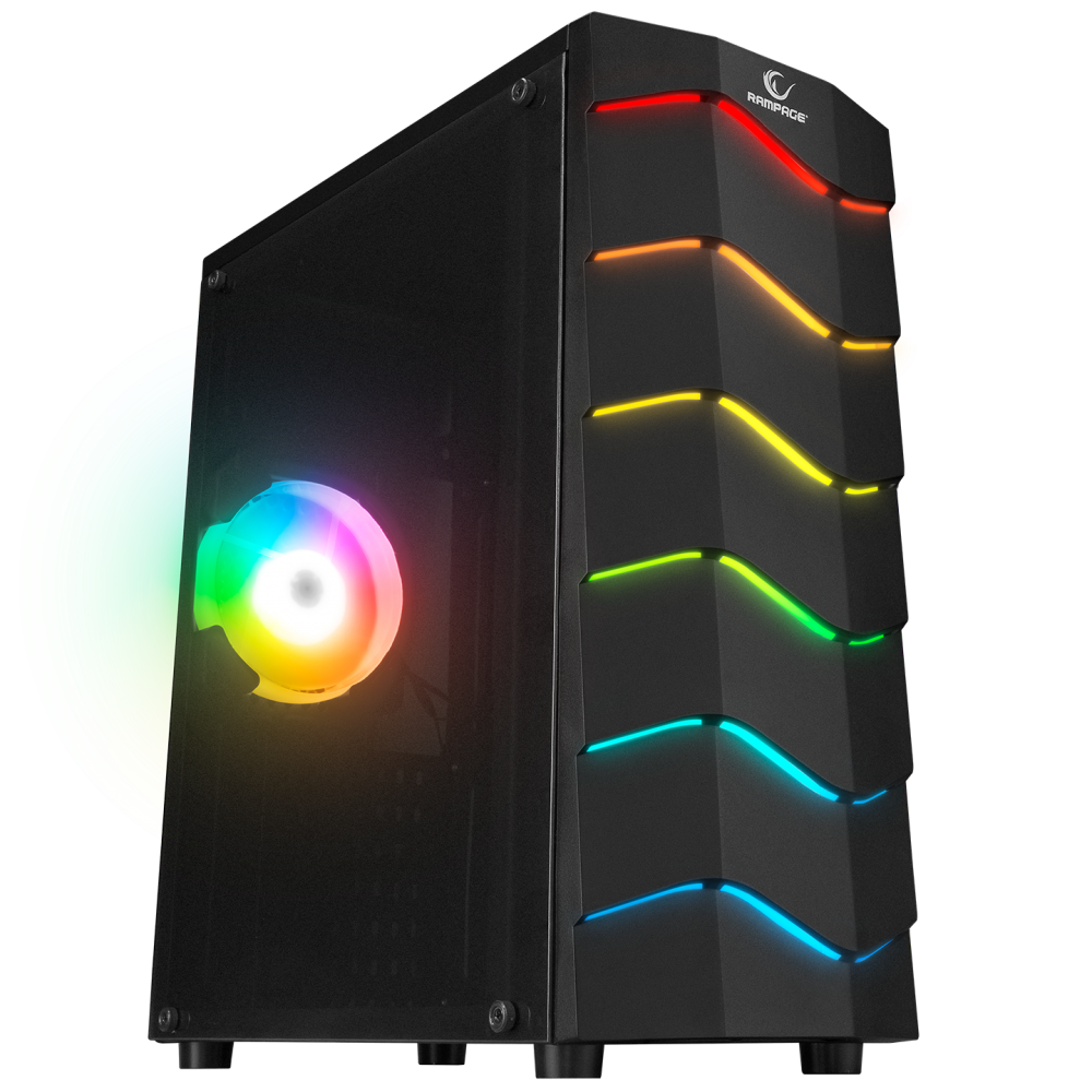 ARC-X RGB Ledli Siyah Acrylic Panel 120mm Fanlı Gaming Oyuncu Kasası - Rampage