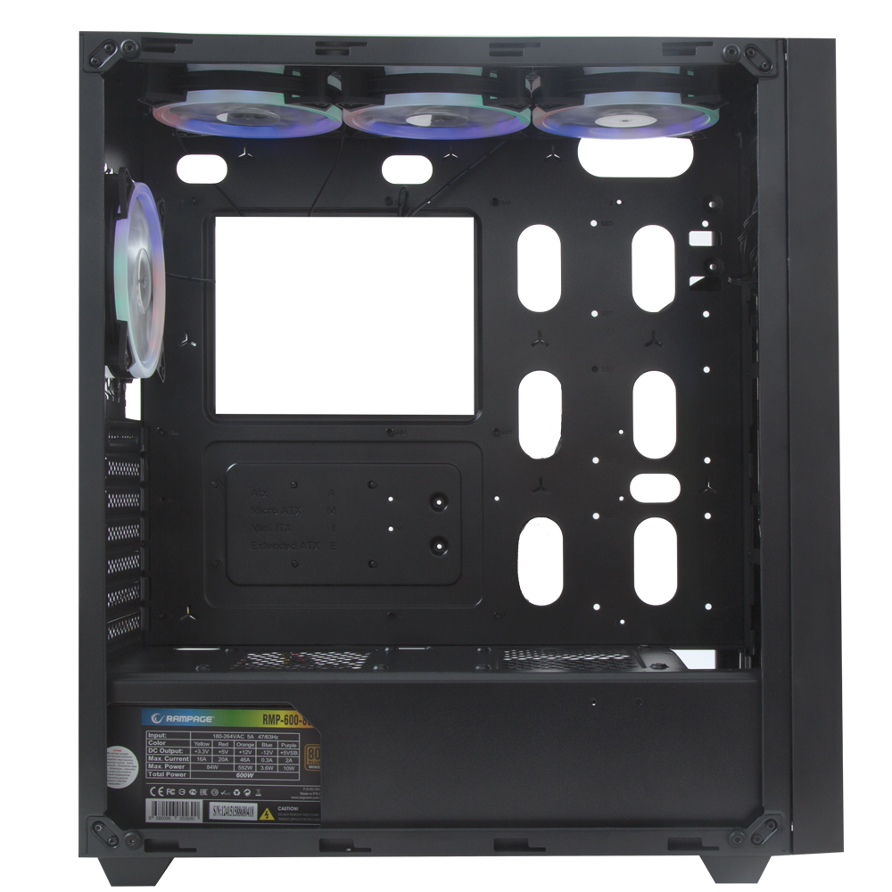 ALPHA-X A Adet ARGB Fanlı 600W 80 Plus Bronze RGB Led Şerit 1*Usb 3.0 2*Usb 2.0 Oyuncu Kasası - Rampage