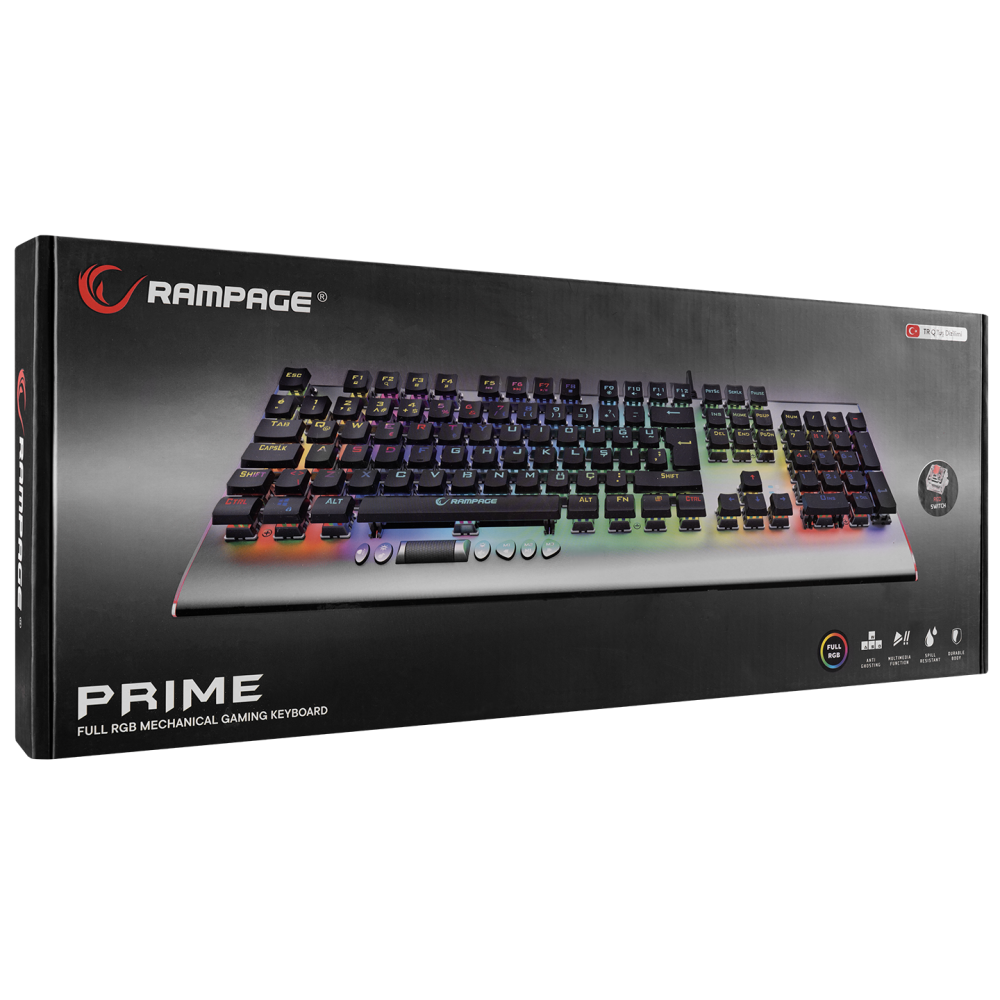 KB-R211 PRIME RGB Backlight Kristal Red Switch Mekanik Gaming Oyuncu Klavyesi