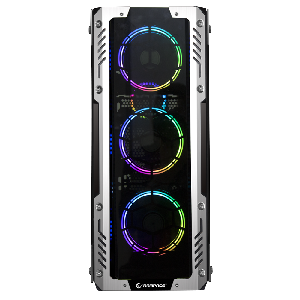 AZOR 4*12cm RGB Fanlı 600W 80 Plus Bronze Siyah Tempered Glass Oyuncu Kasası - Rampage