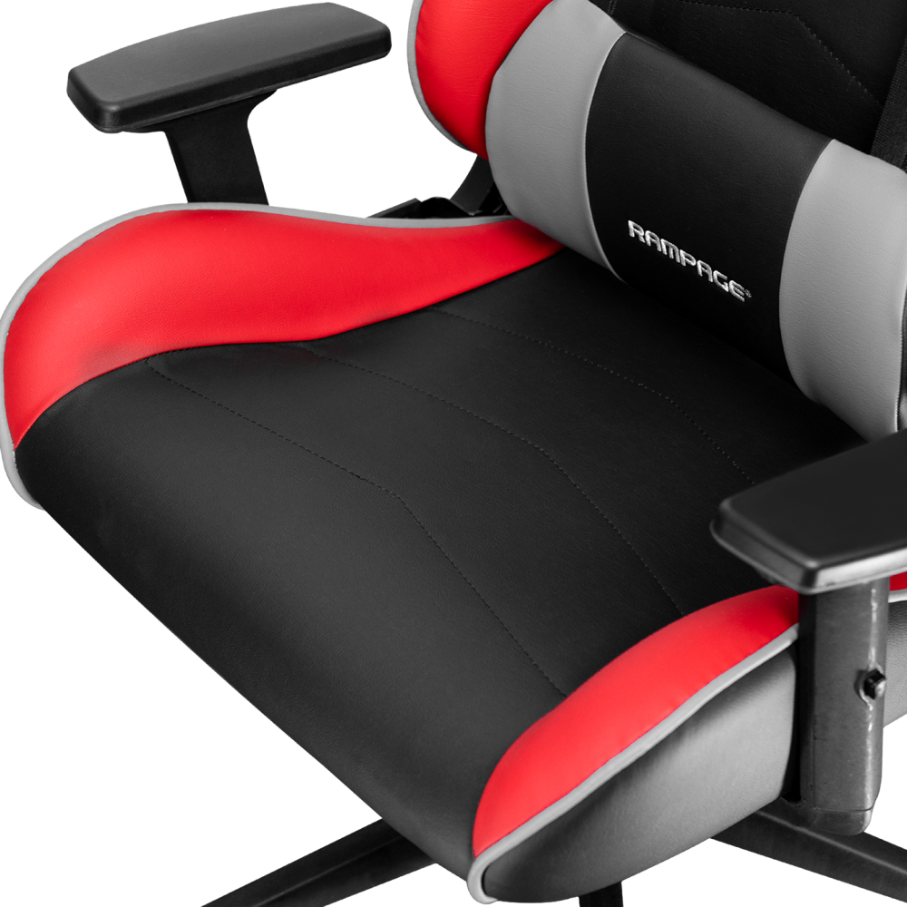 KL-R77 3D Kol,Tam Dökme Süngerli Siyah/Kırmızı Oyuncu Koltuğu - Rampage