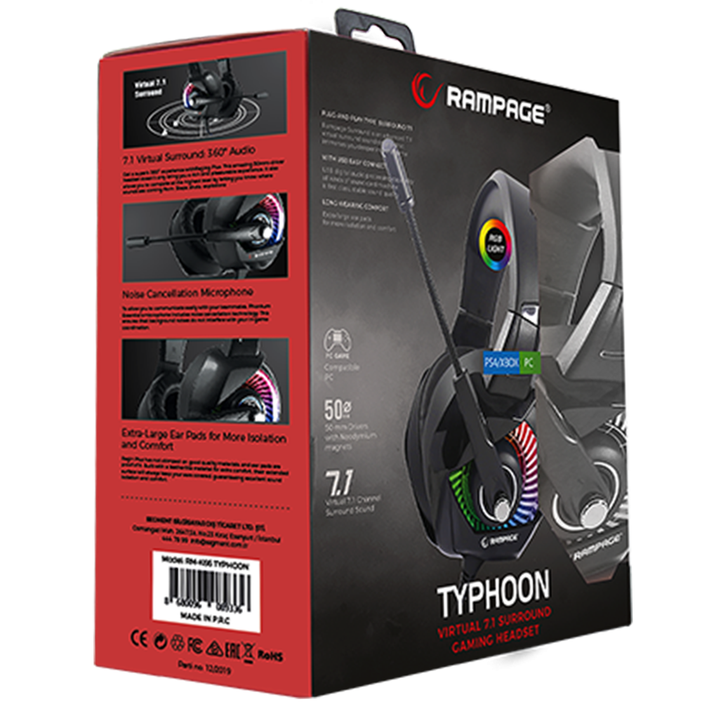 RM-K66 TYPHOON RGB 7.1 Oyuncu Kulaklığı - Rampage