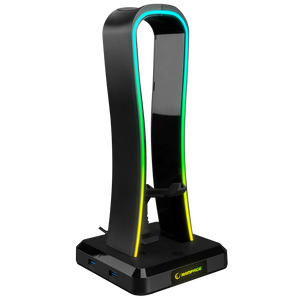RM-H77 X-BASE Siyah RGB Işıklı 4*Usb Port Kulaklık İçin Stand - Rampage