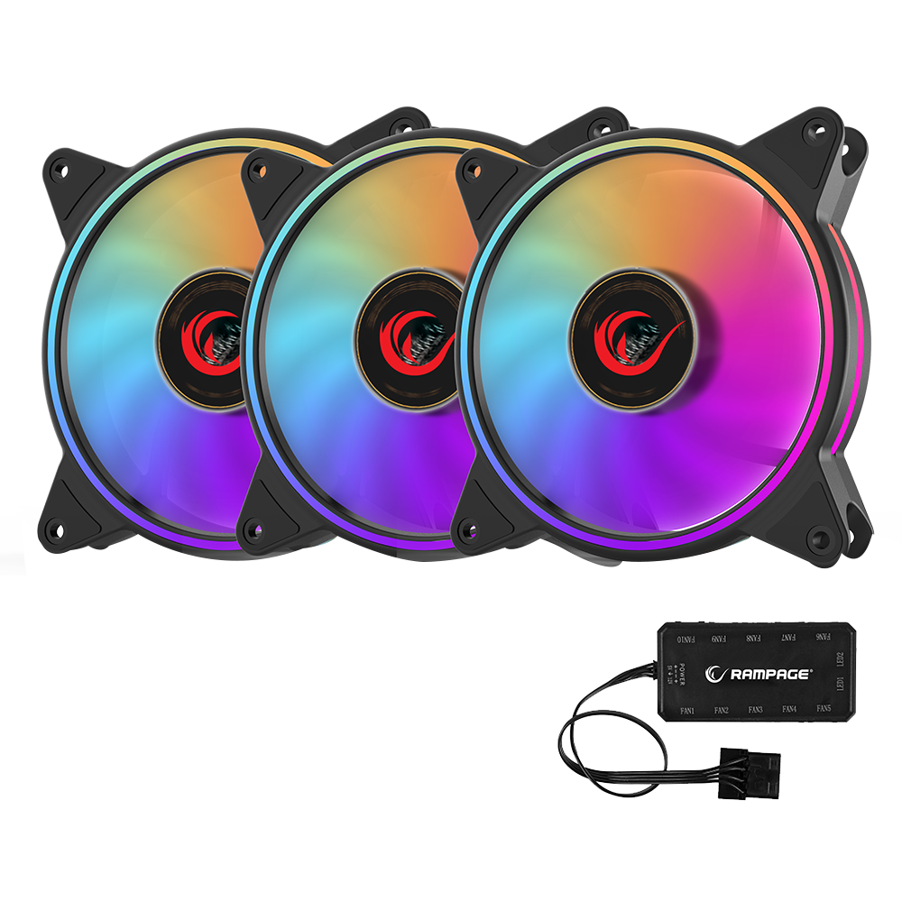RB-K8 3*12cm ARGB Fan + Kumanda 1200RPM Gaming Oyuncu Kasa Fan Kiti - Rampage
