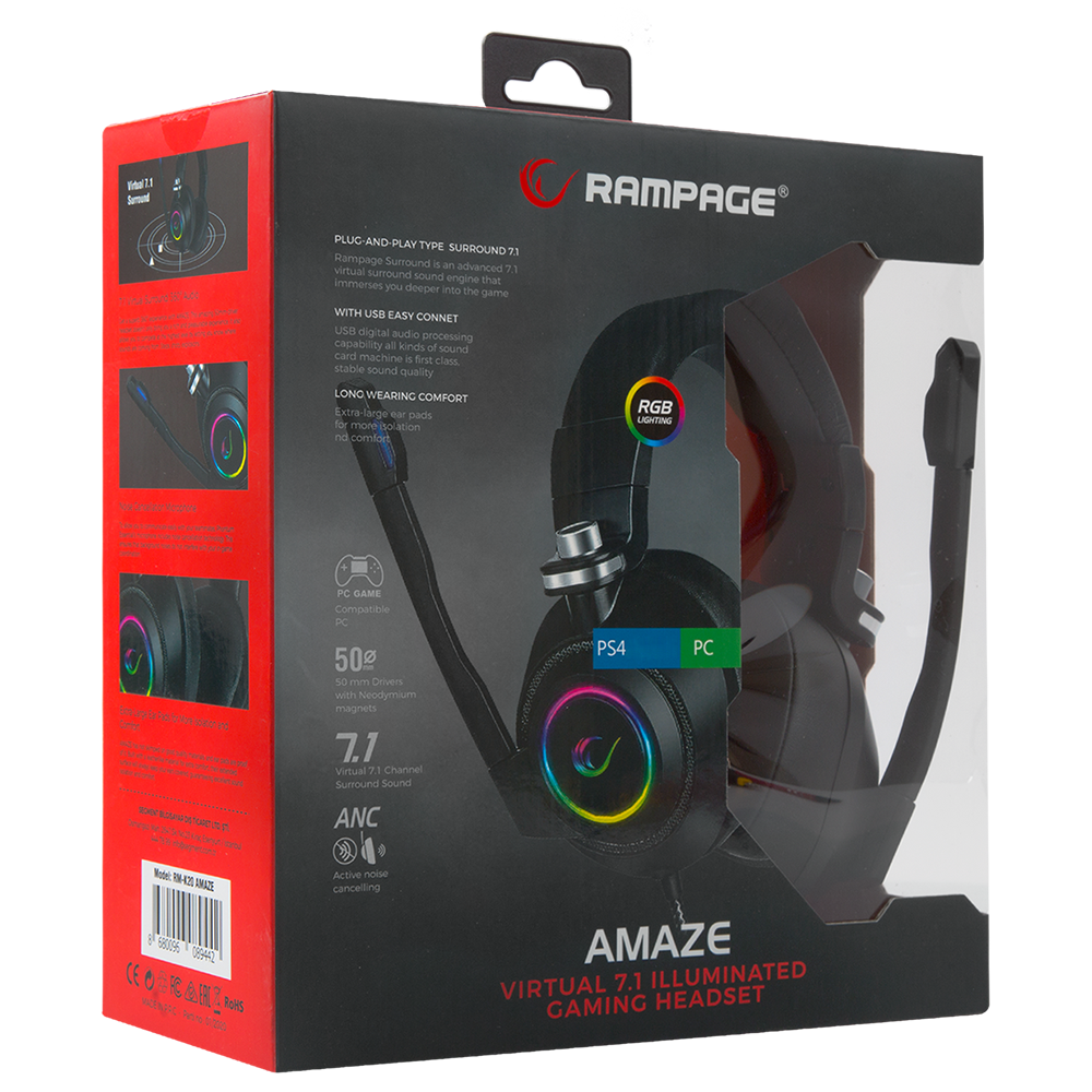 RM-K20 AMAZE RGB 7.1 Oyuncu Kulaklığı - Rampage