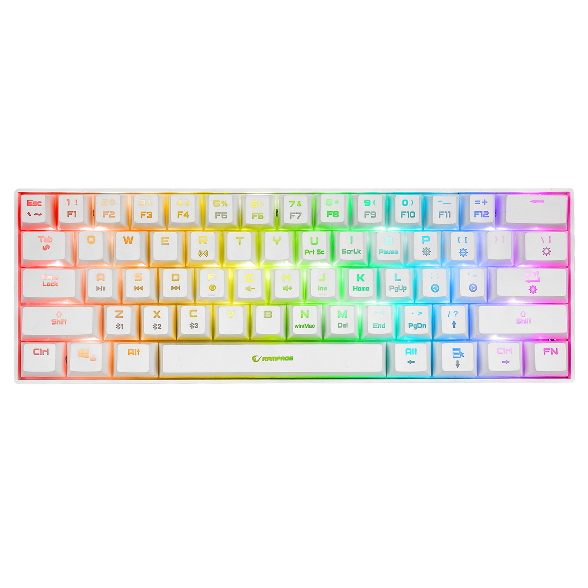 Kb-Rx63 B-Atom Bluetooth Blue Switch 63 Key US Layout Mini Gaming Keyboard-White