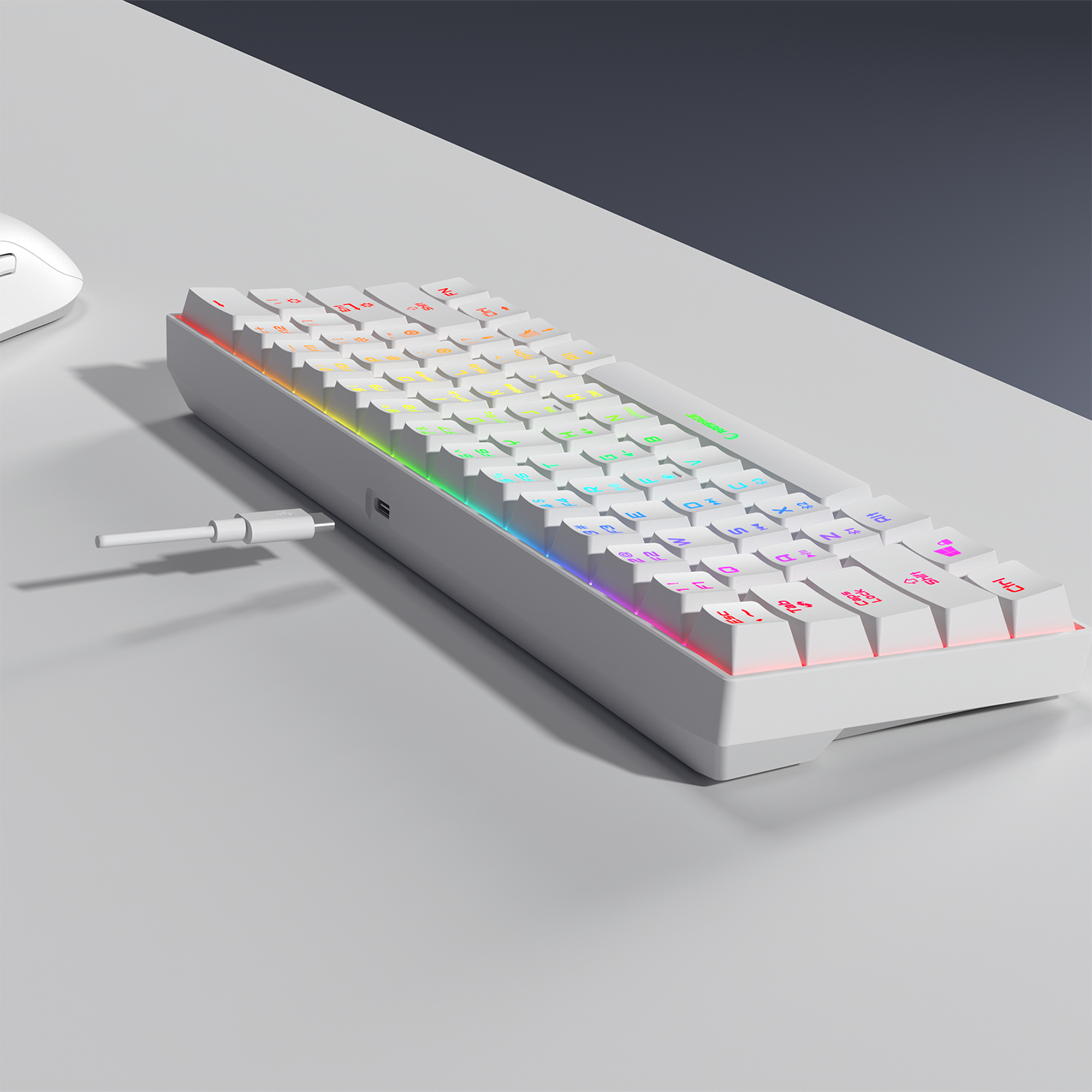 Kb-Rx63 B-Atom Bluetooth Blue Switch 63 Key US Layout Mini Gaming Keyboard-White