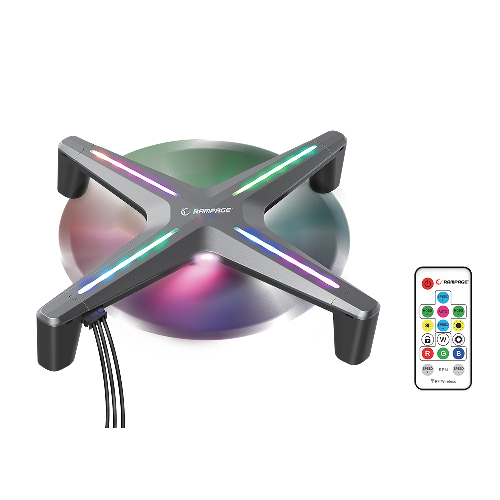 X12 RGB KIT Siyah RGB 1200RPM Gaming Oyuncu Kasa Fan Kiti - Rampage